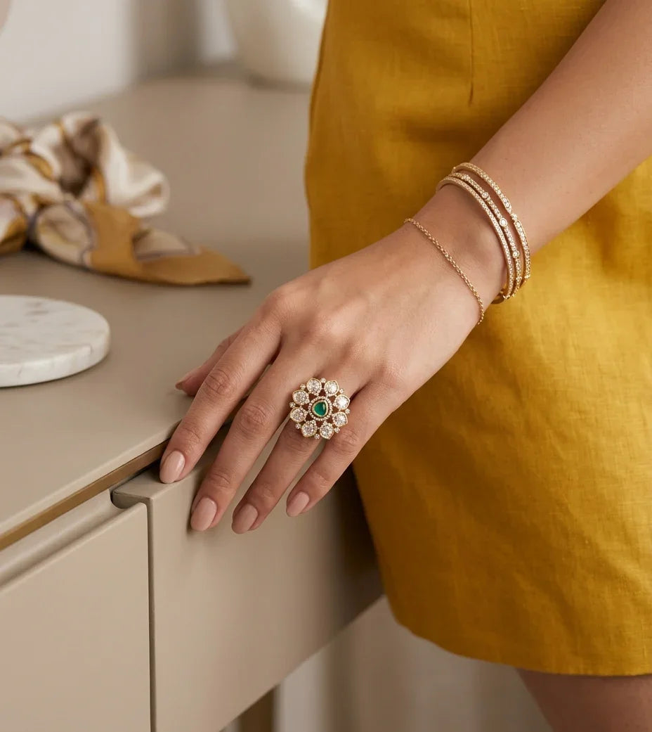 Regal Antique Polki Ring – Gold