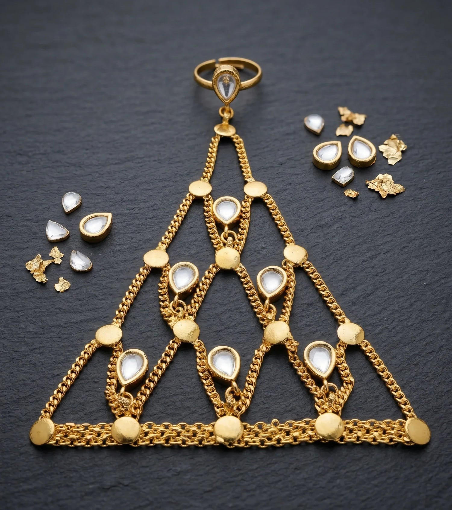Polki Grace Hathphool - Gold