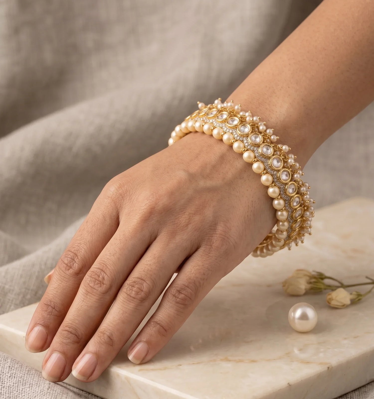 Polki Classic Bangle - Gold