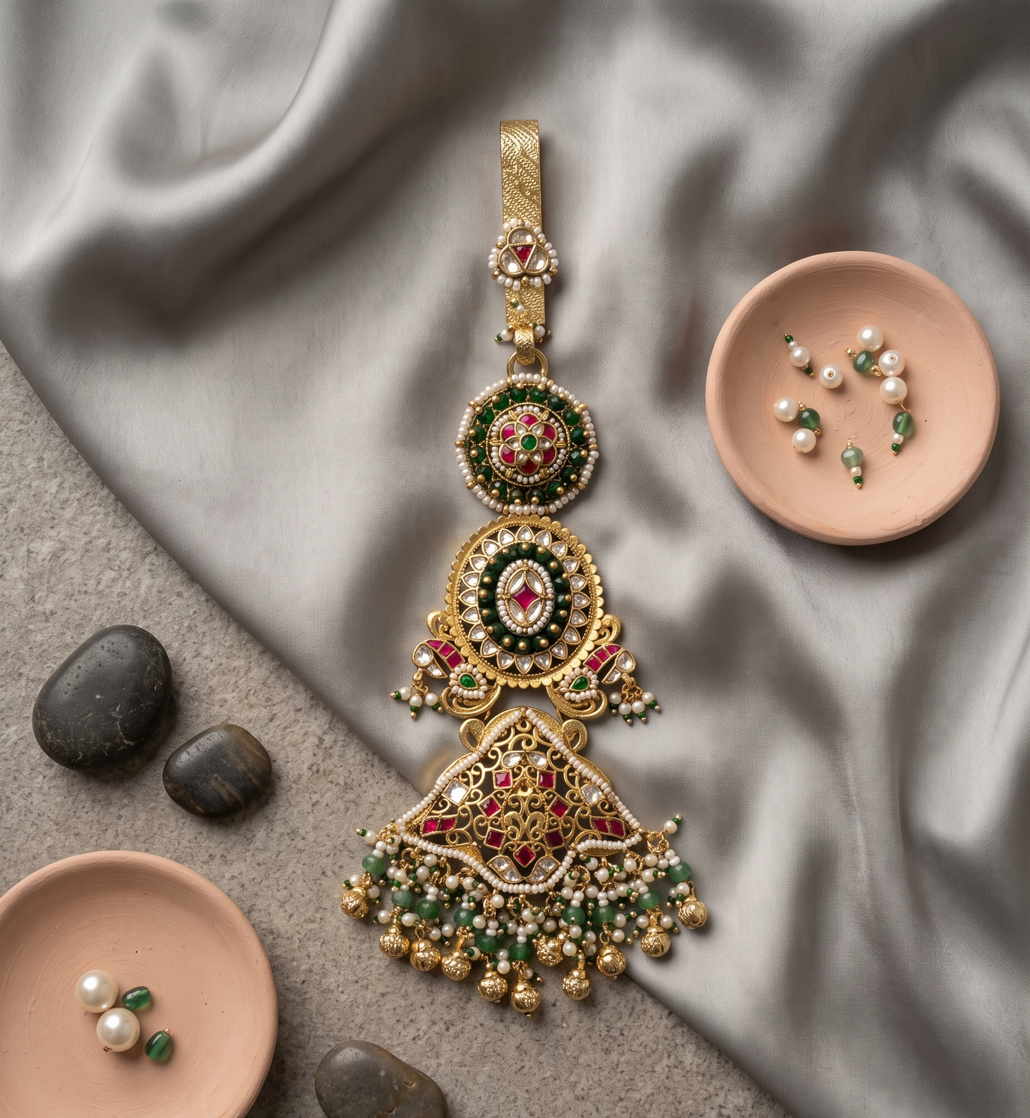 Gold Plated Jadau Bridal Juda Accessory