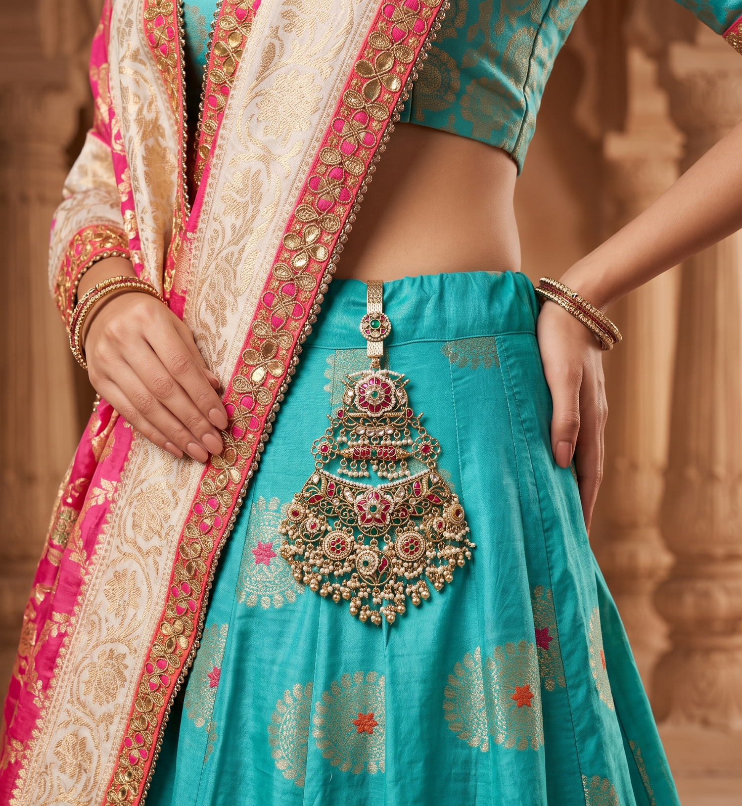 Gold Plated Kundan Bridal Juda