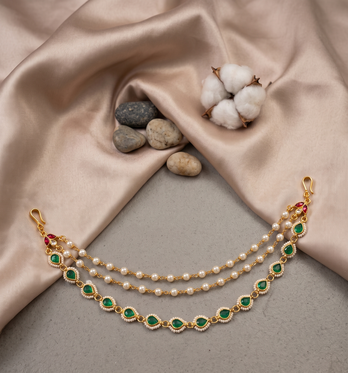 Jadau Charm Earchain - Gold