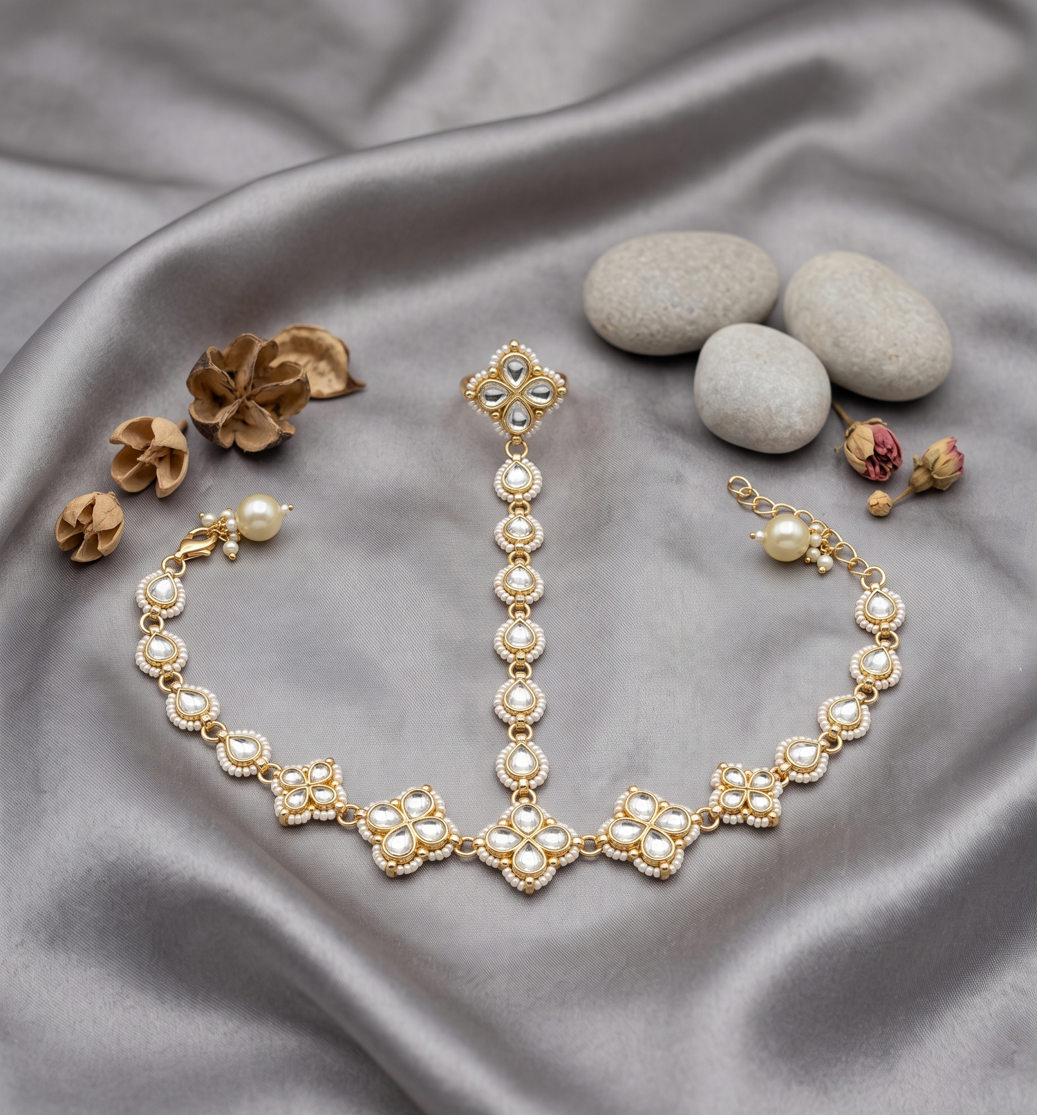 Jadau Grace Hathphool - Gold