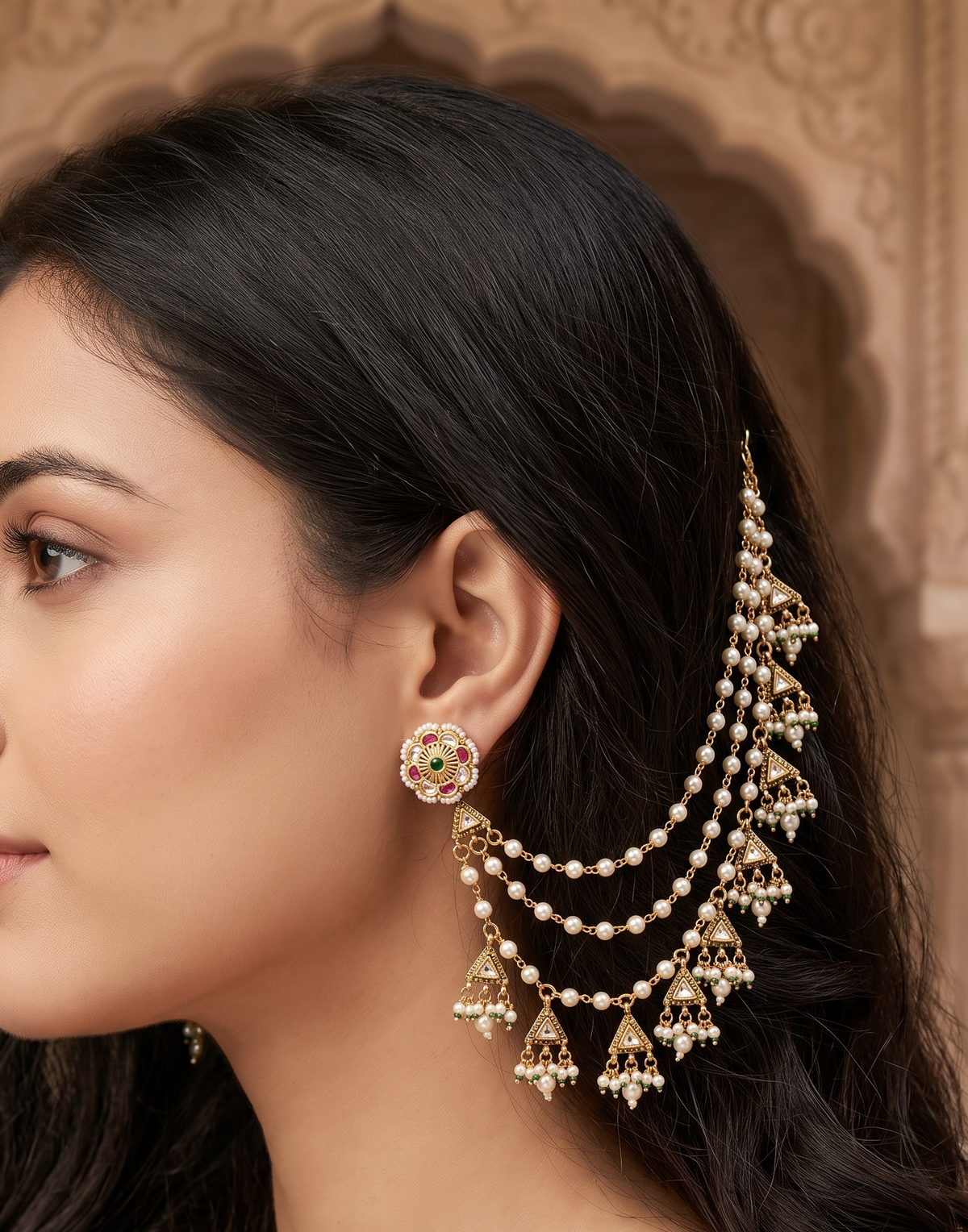 Jadau Aura Earchain - Gold