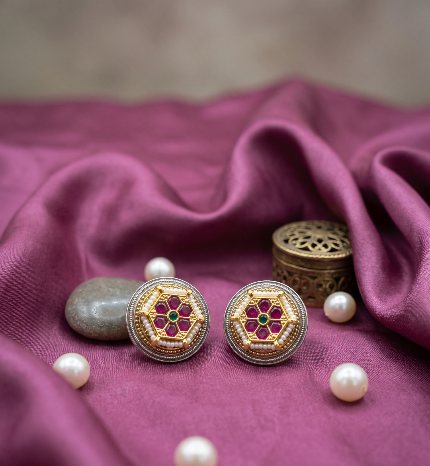 Silver Plated Designer Stud Earrings