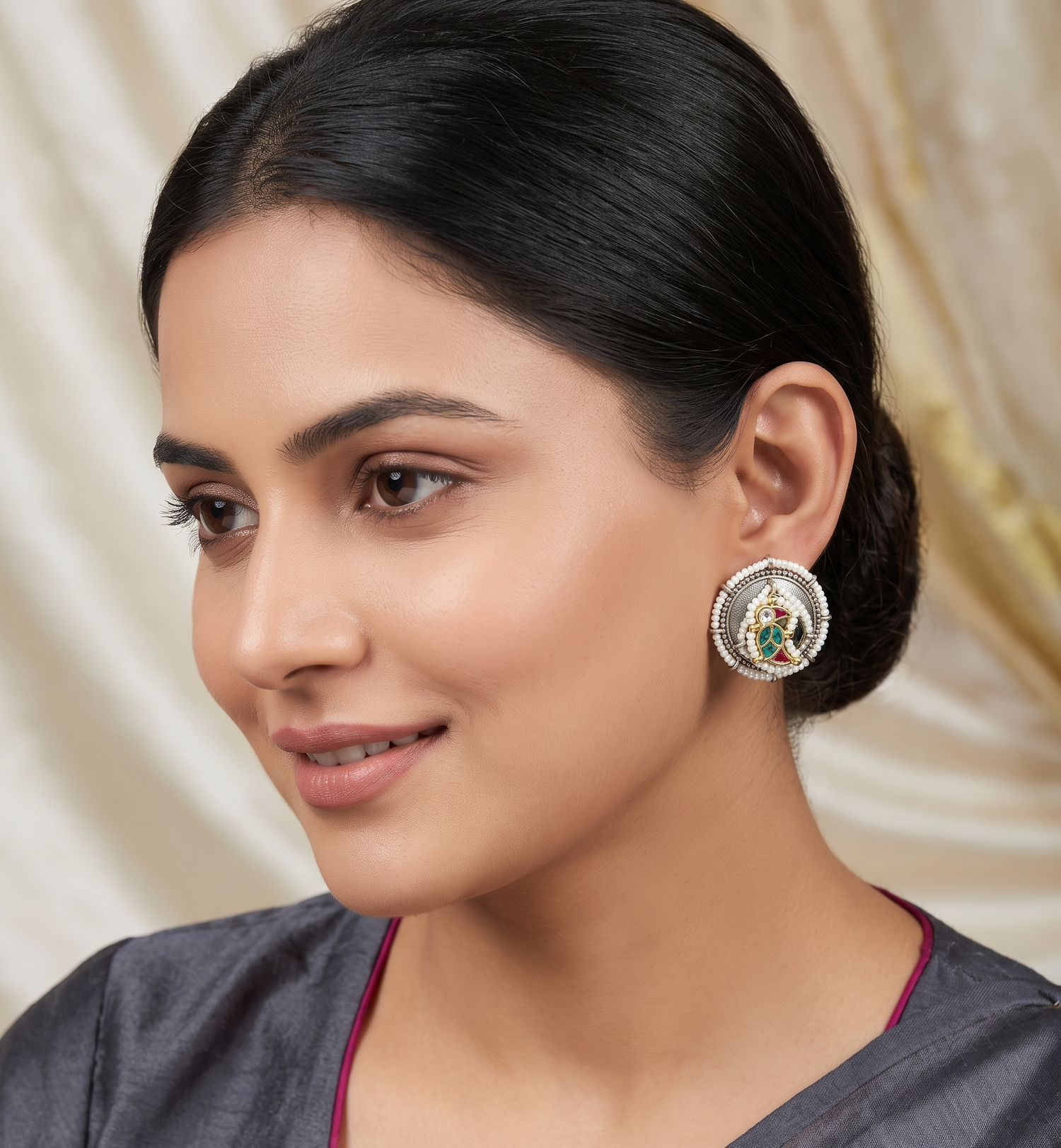Silver Plated Pearl Stud Earrings