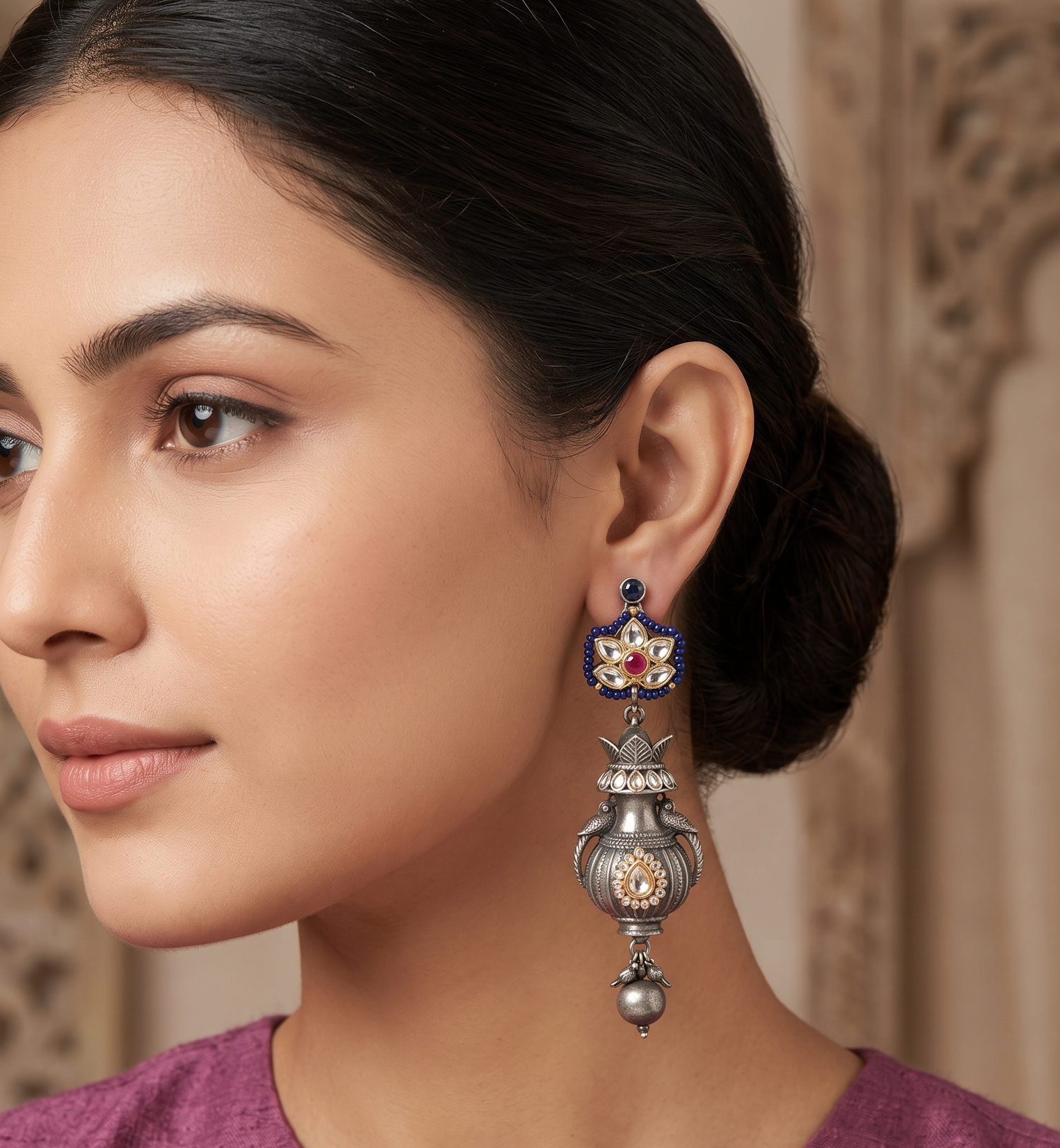 Silver Plated Designer Dangler Earrings