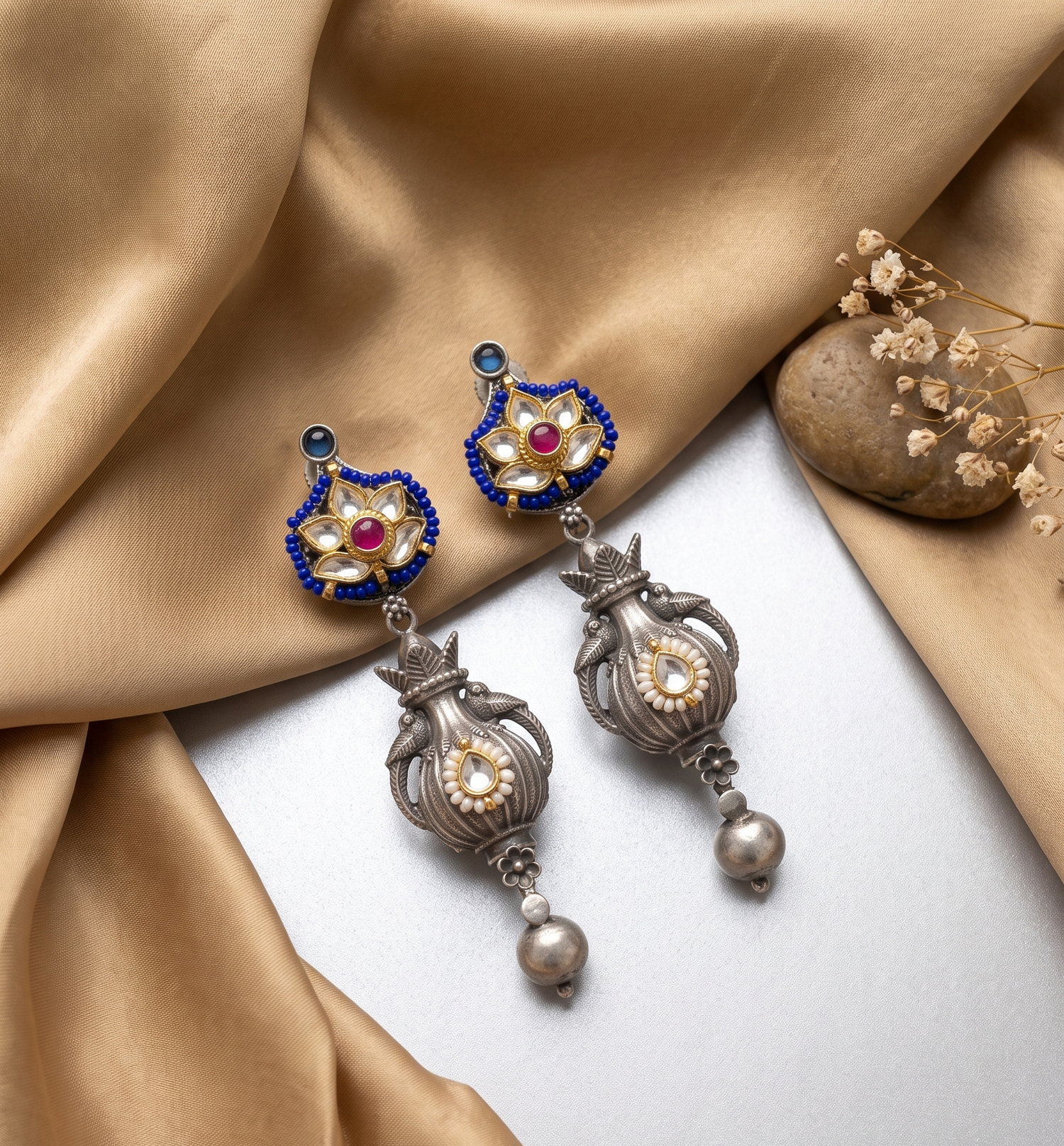 Silver Plated Designer Dangler Earrings
