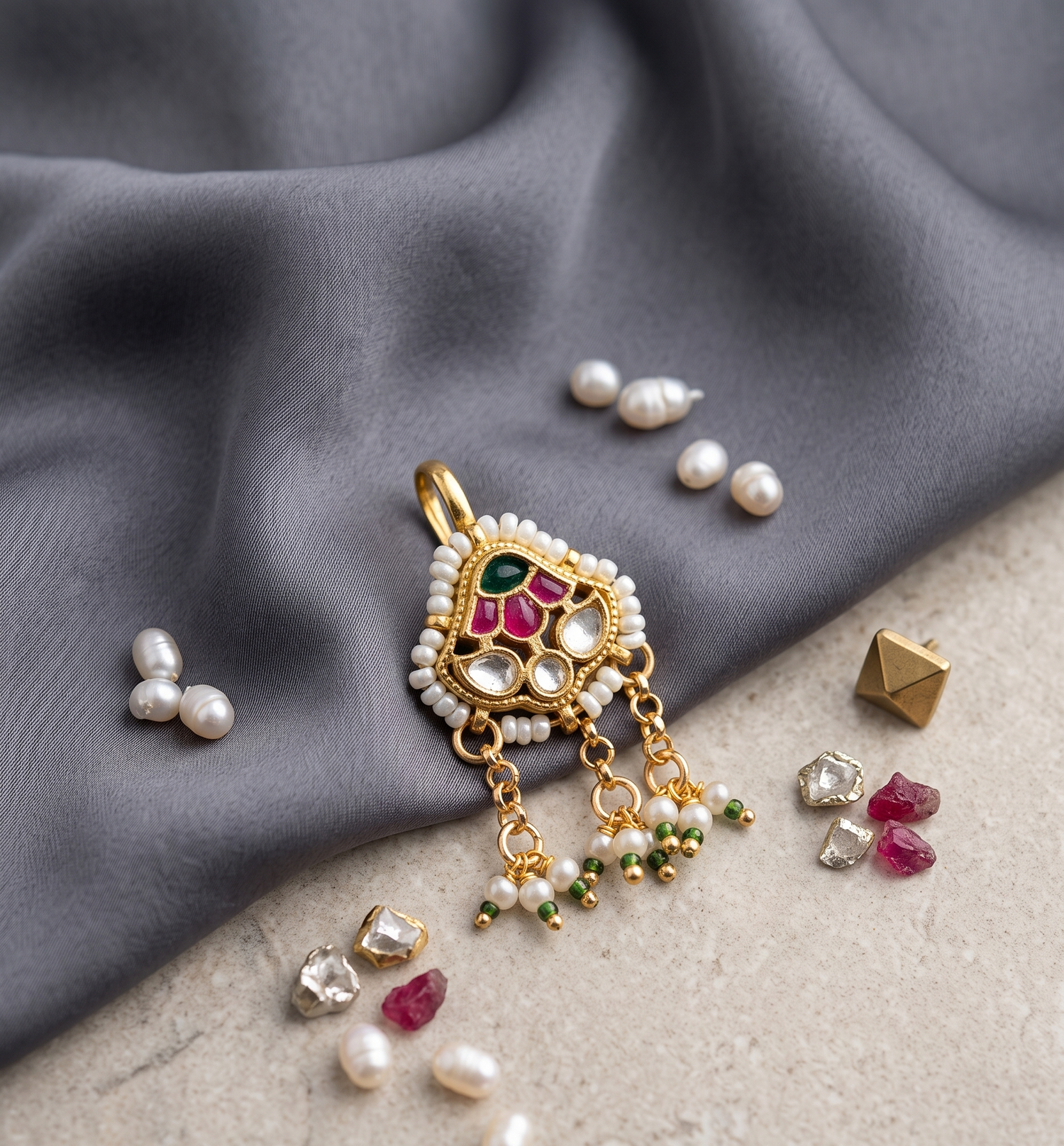 Gold Plated Designer Kundan Bugadi