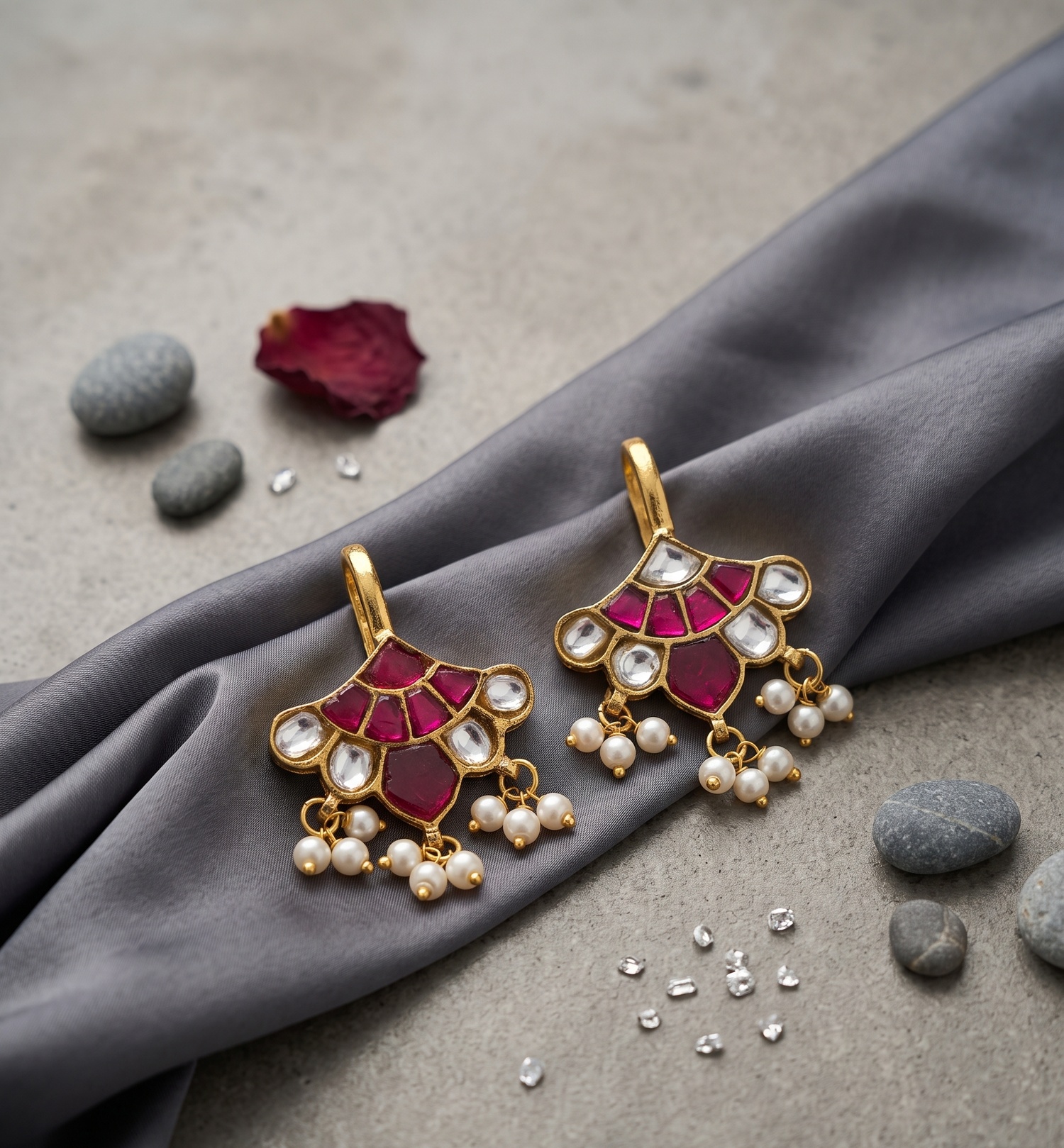 Gold Plated Bridal Kundan Bugadi
