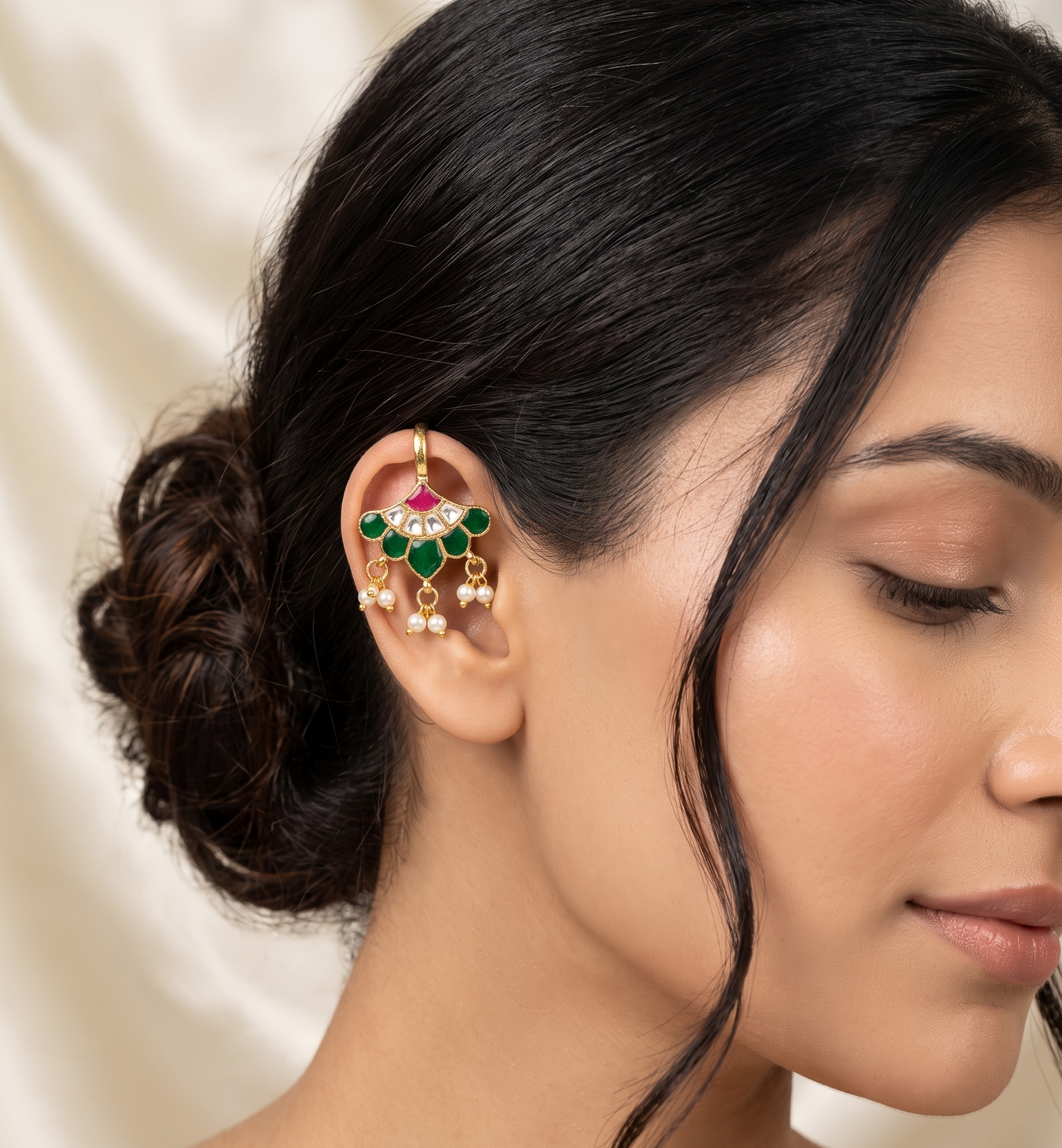 Gold Plated Heritage Kundan Bugadi