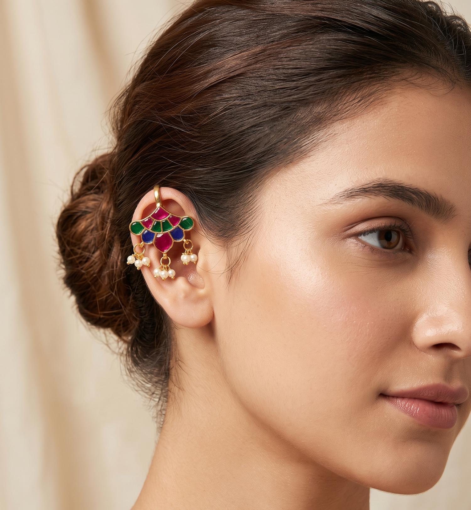 Gold Plated Ethnic Kundan Bugadi