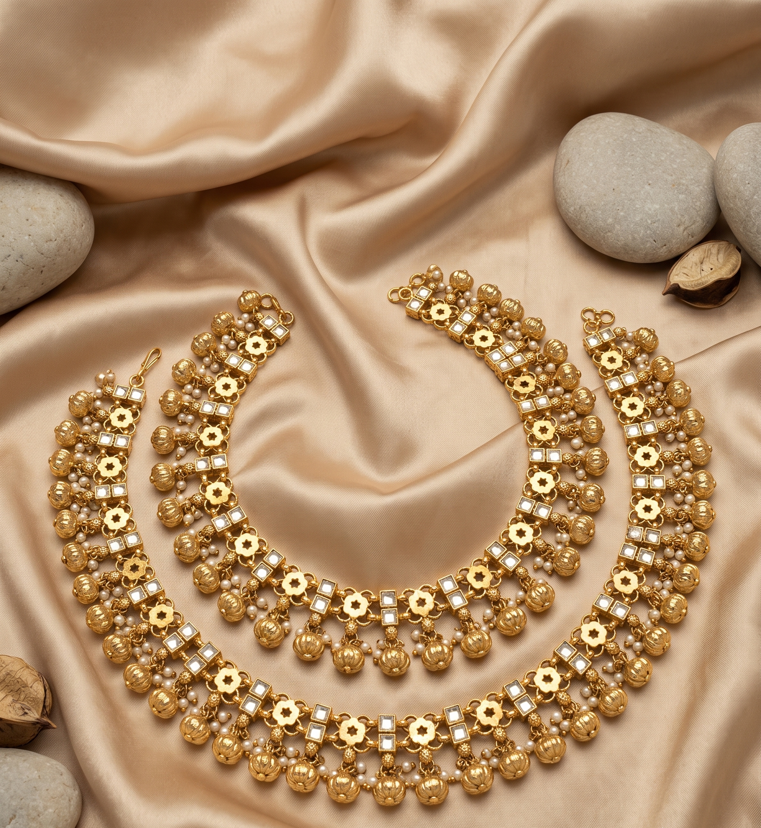 Maharani Jadau Gold Plated Designer Payal Pair