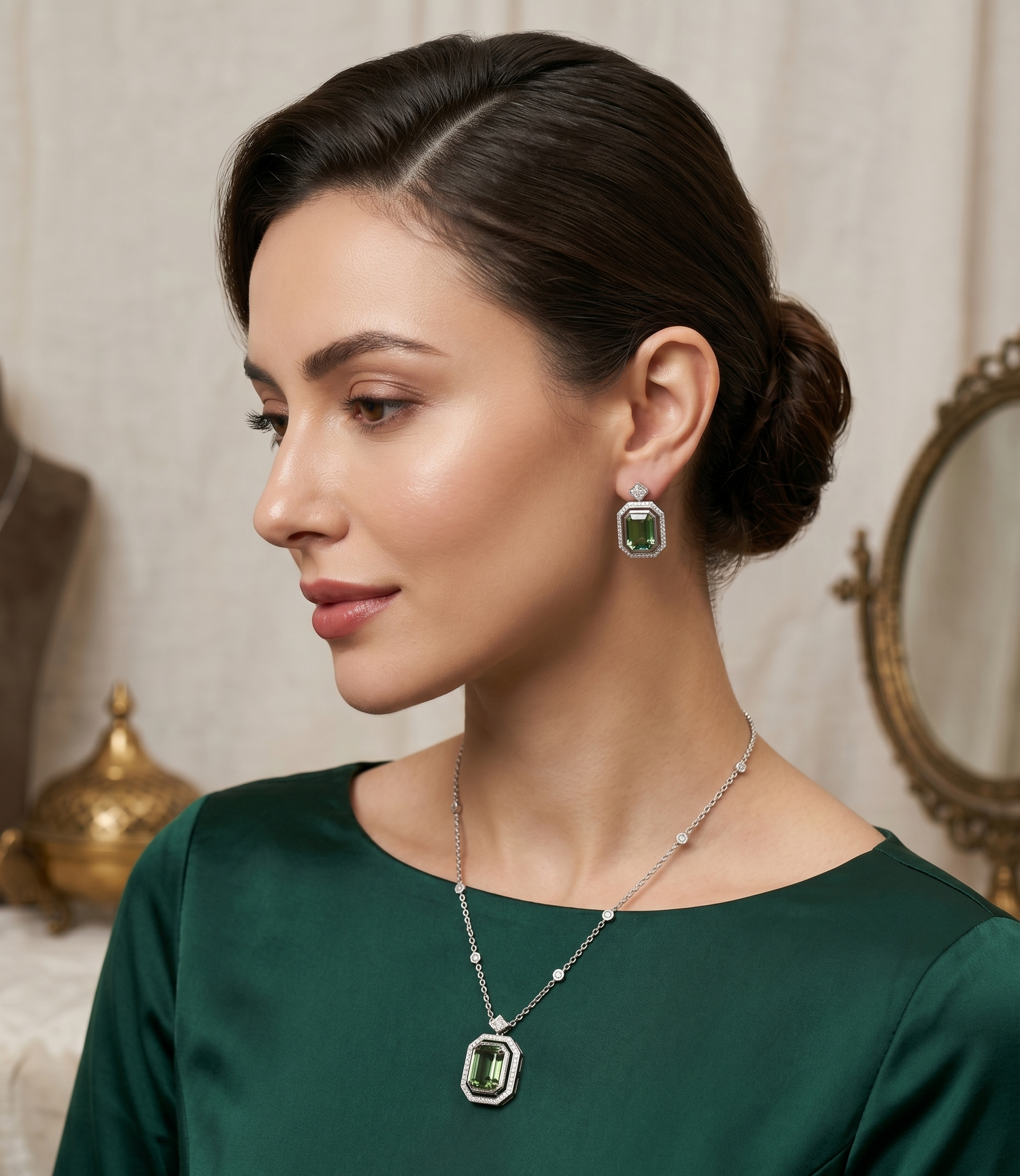 Indowestern Zircon Long Set  - Gold