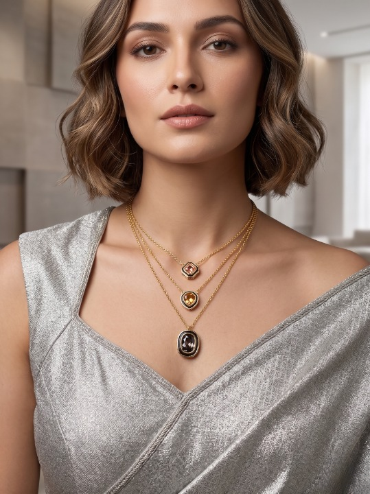 Indowestern Glow Long Necklace  - Gold