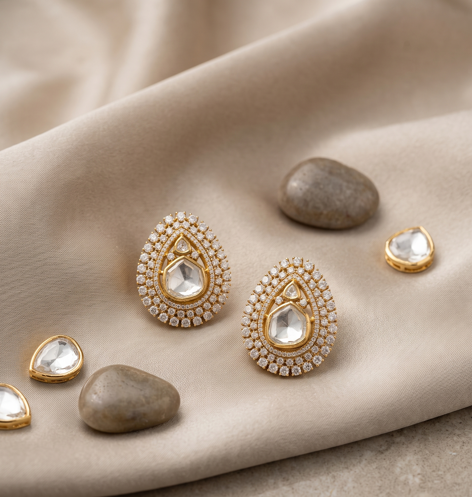 Gold Plated Diamond Stud Earrings