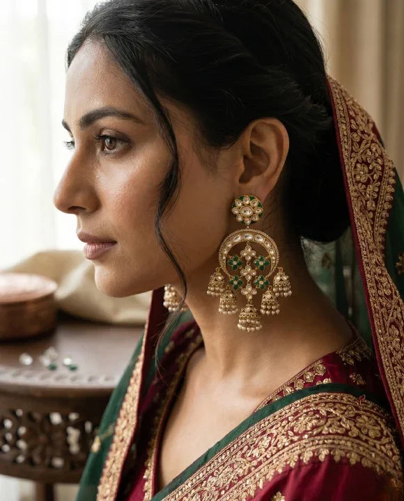 Classic Polki Danglers Earrings – Antique Gold