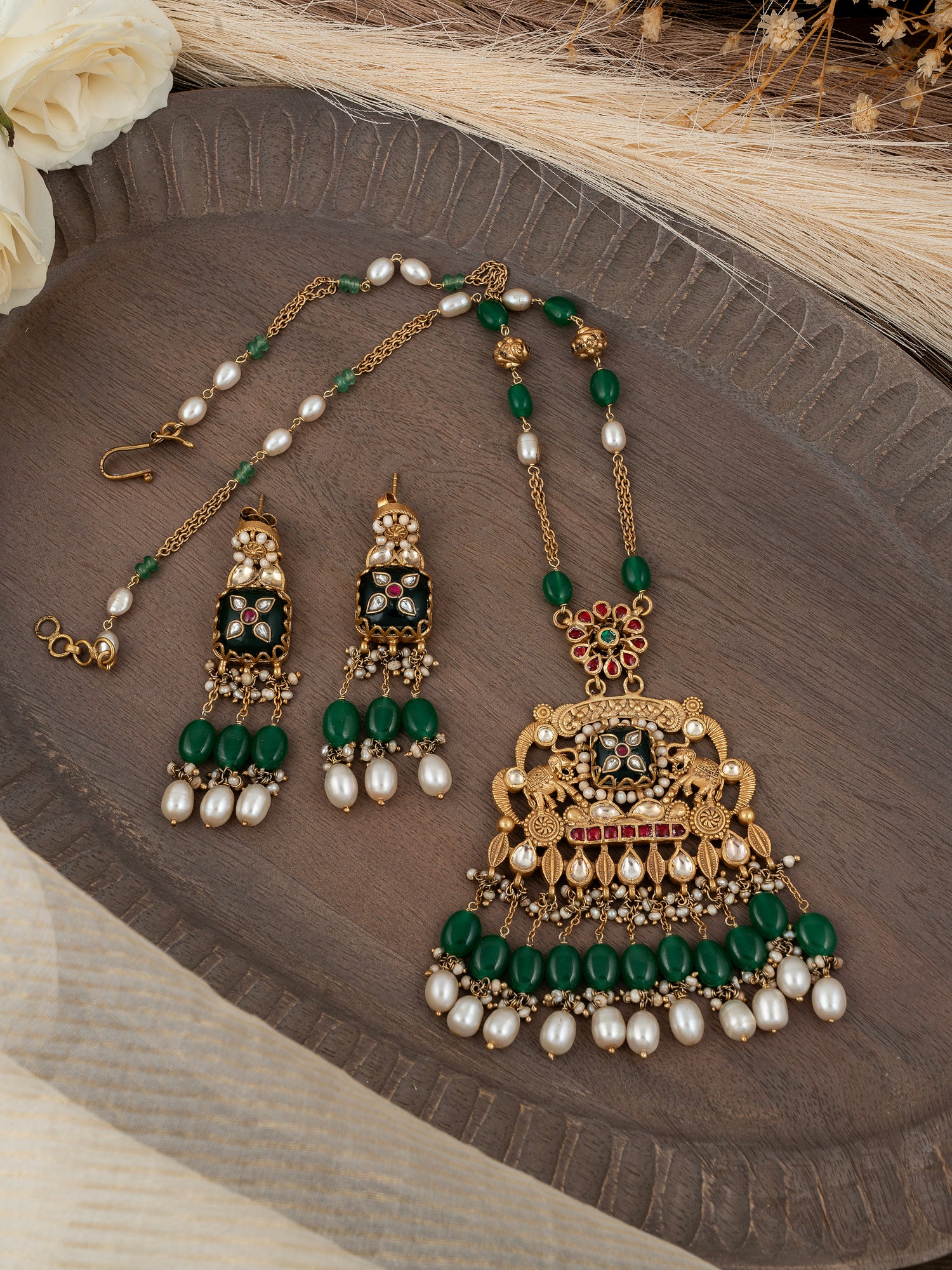 Multicolor Jadau Kundan Pendent Set