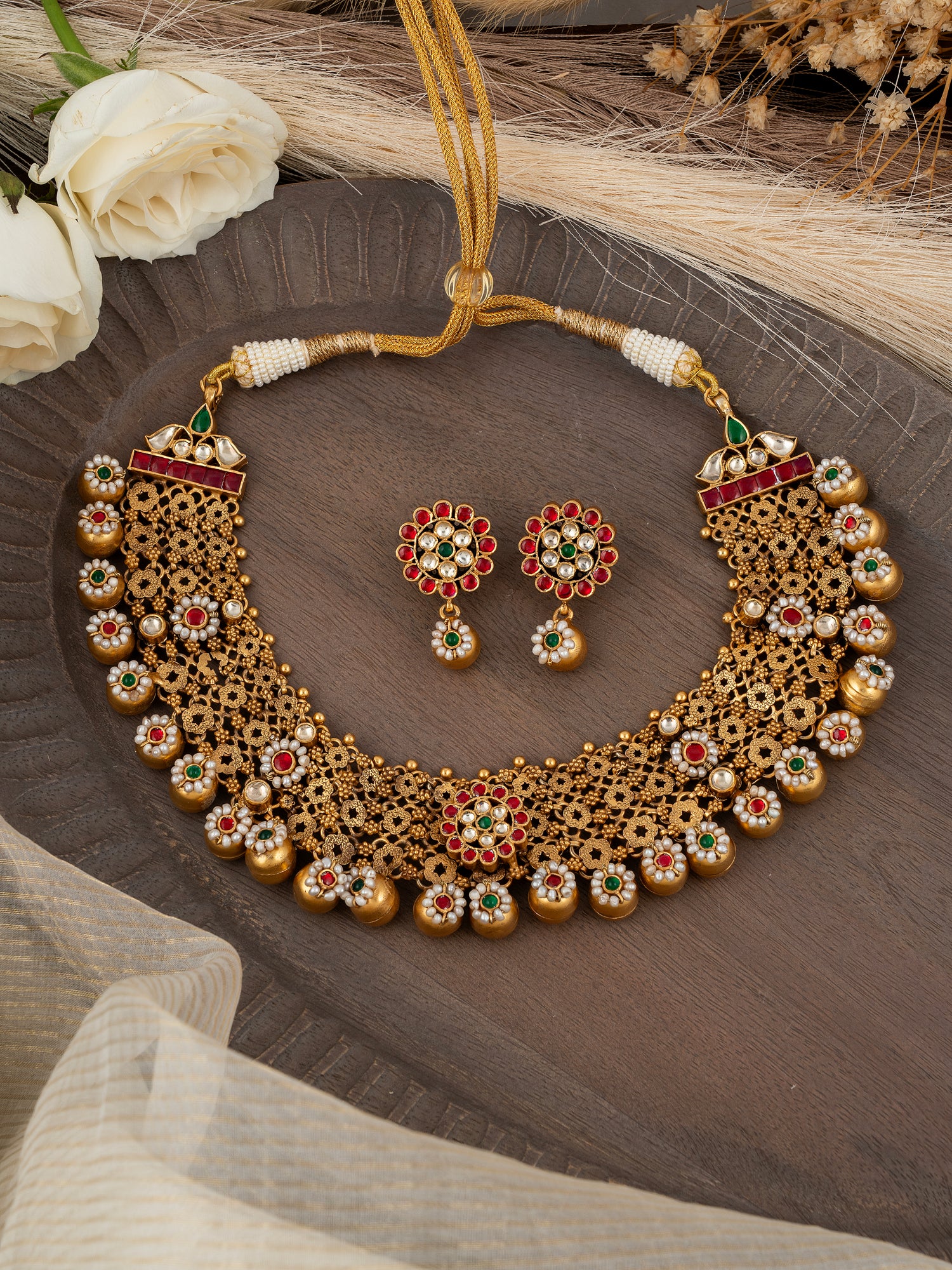 Multicolor Jadau Kundan Necklace Set