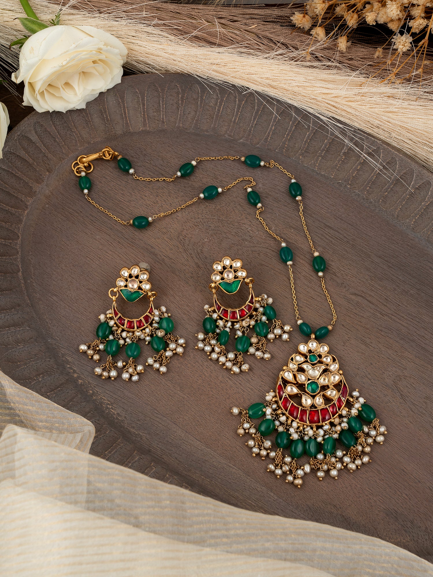 Multicolor Jadau Kundan Pendent Set
