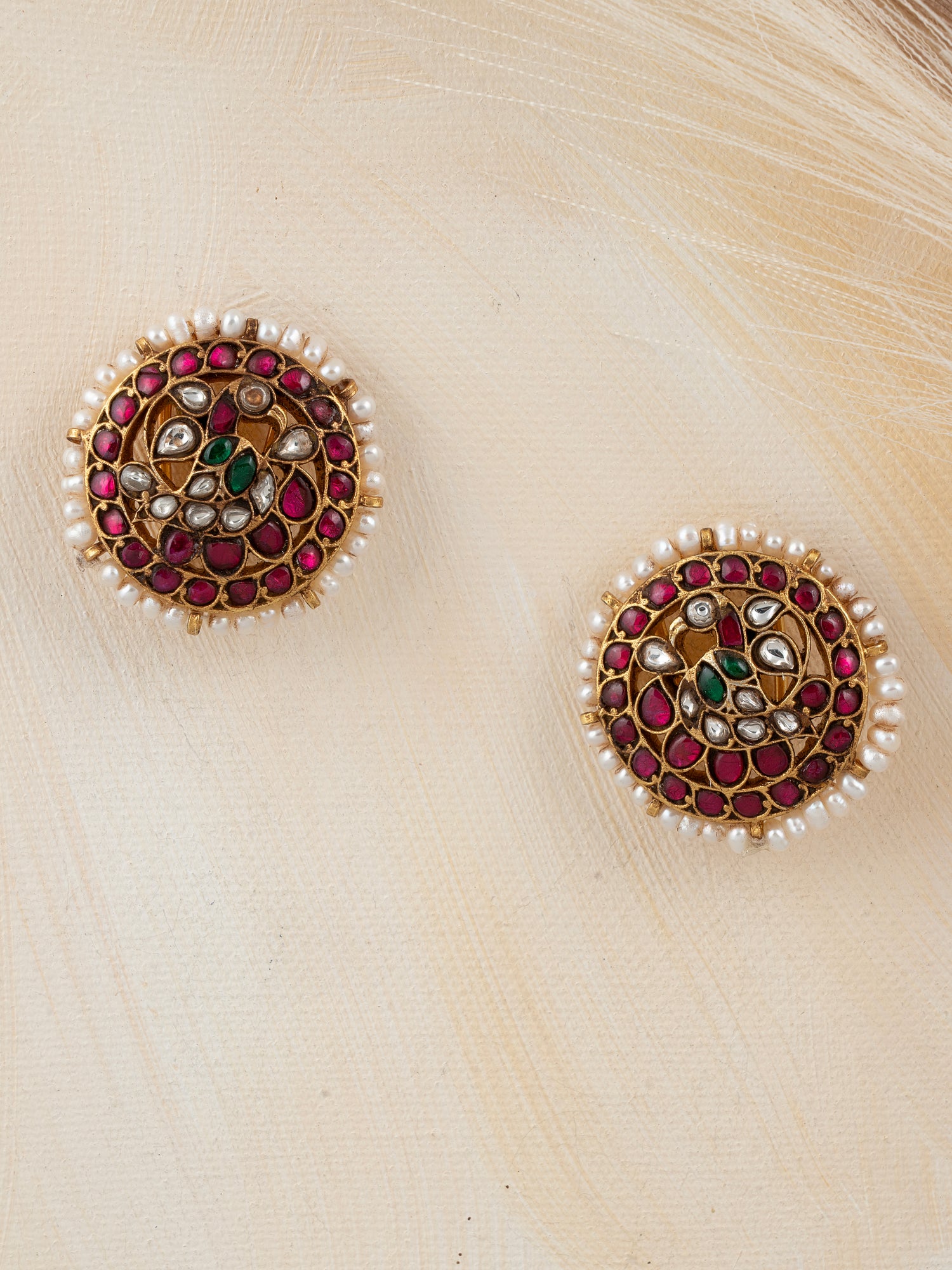 Multicolor Gold Plated Jadau Kundan Earrings