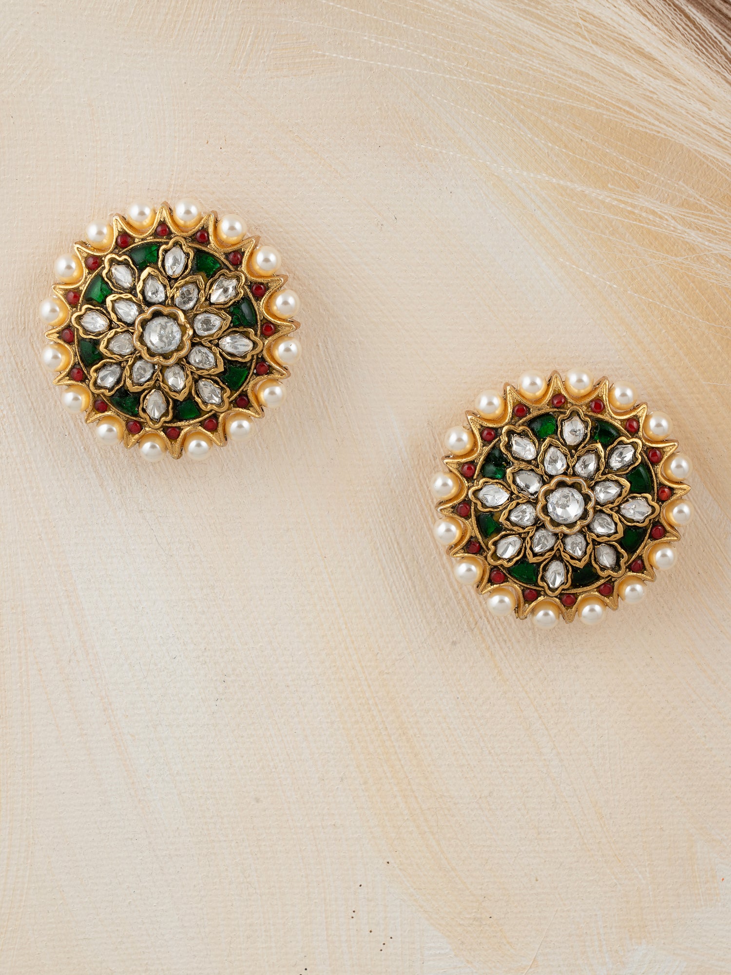 Multicolor Gold Plated Jadau Kundan Earrings