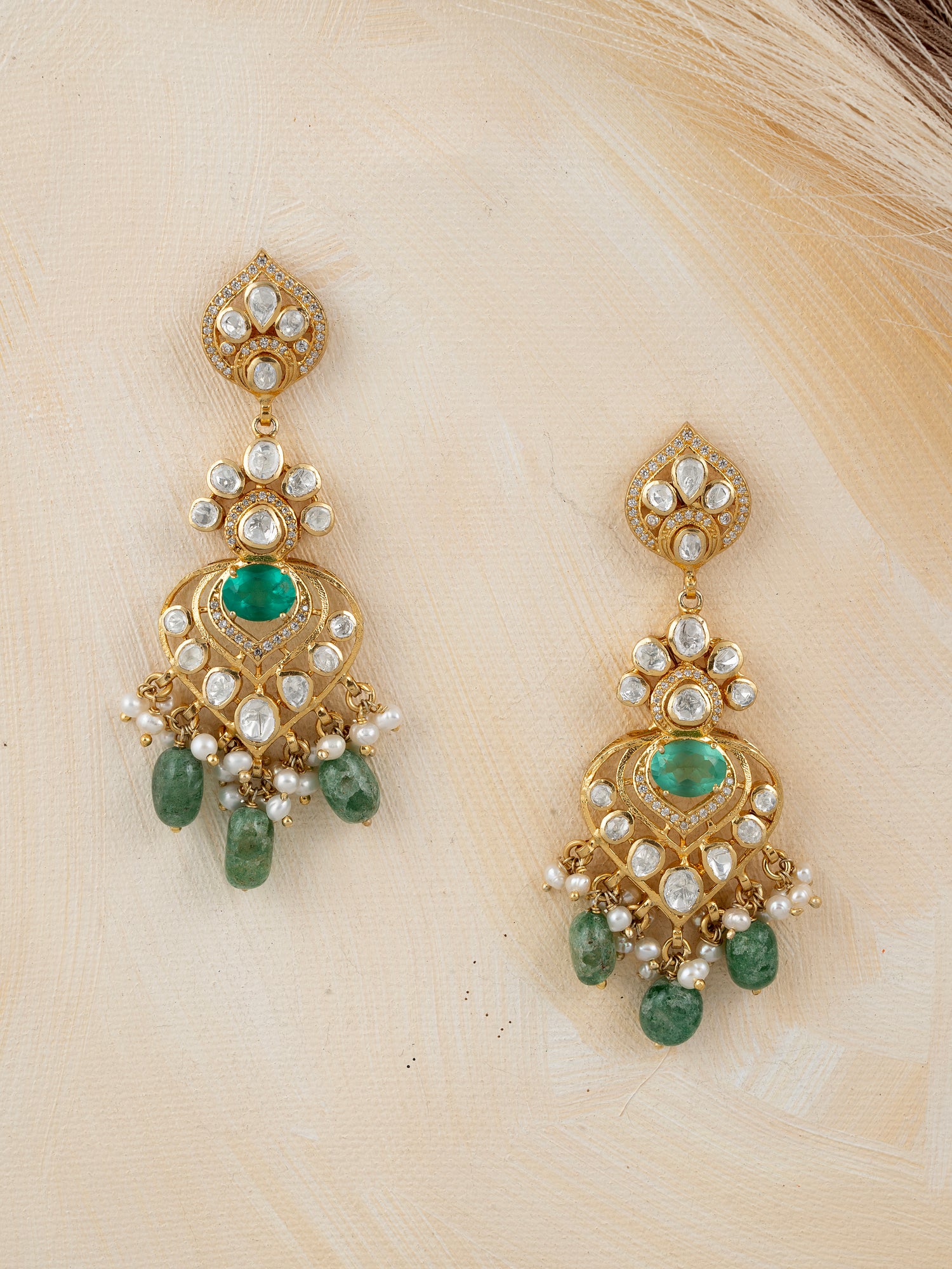 Aquamarine Polki Danglers