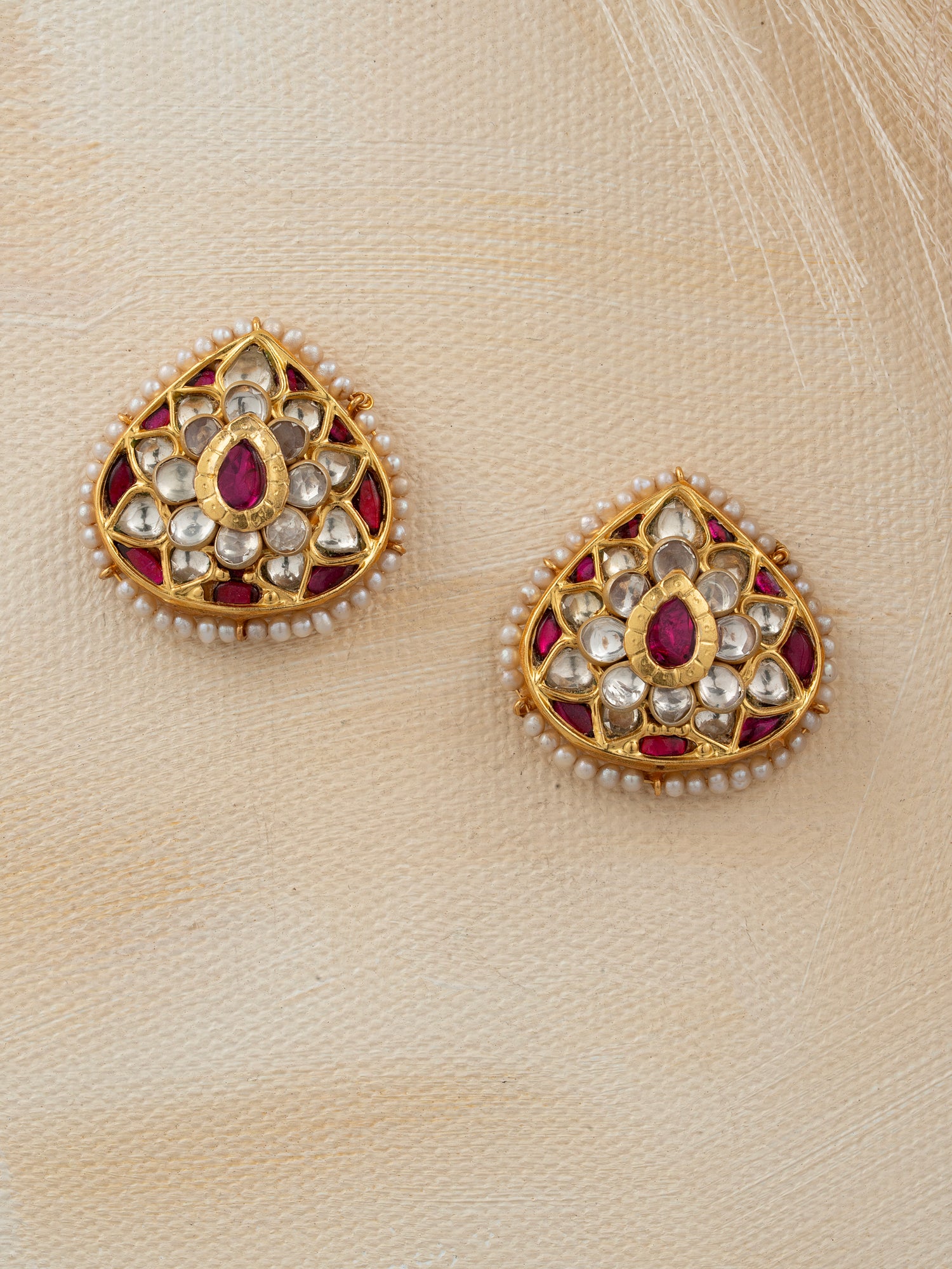 Ruby Colour Kundan Studs