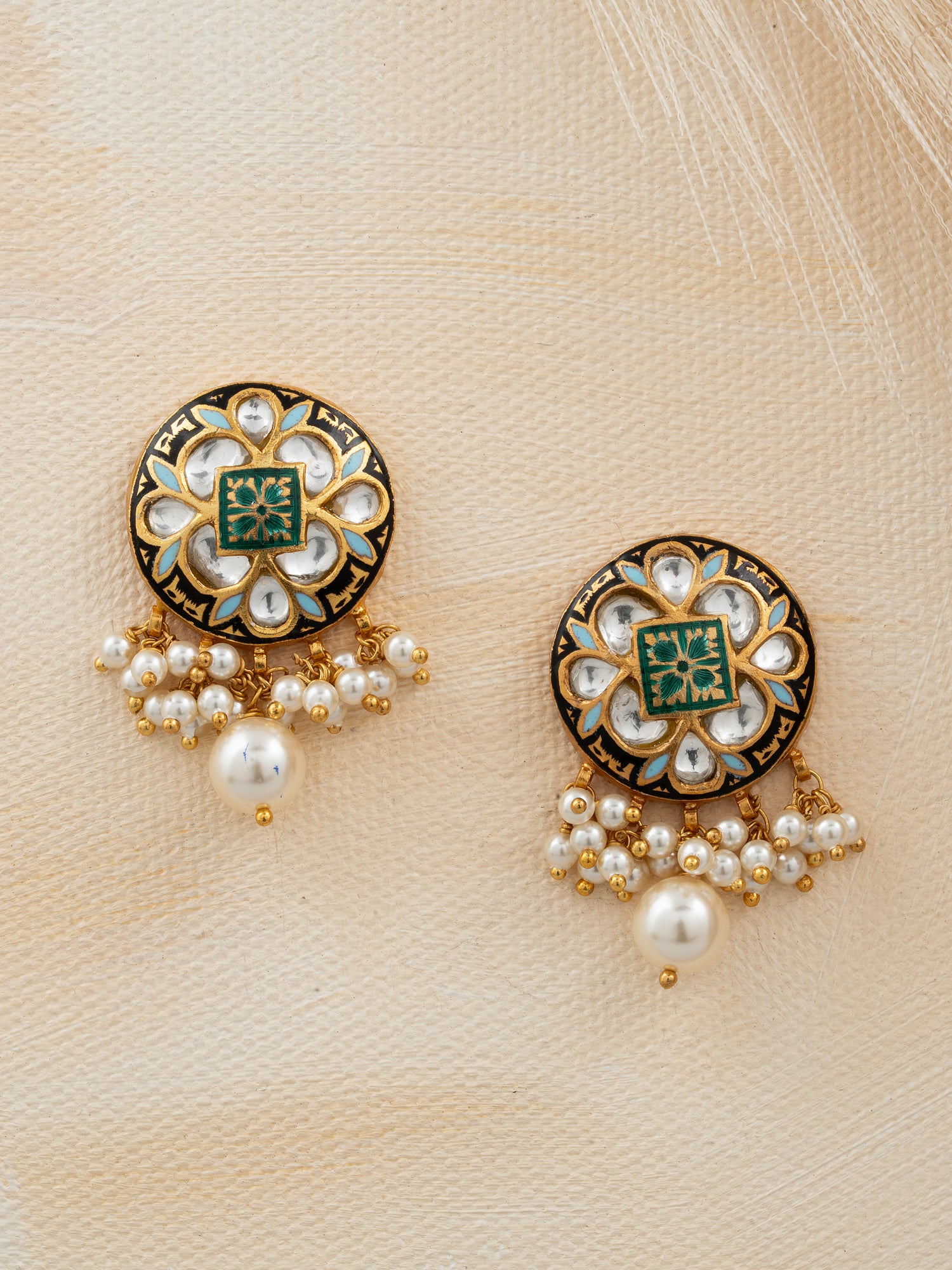 Meenakari Studs with Pearls