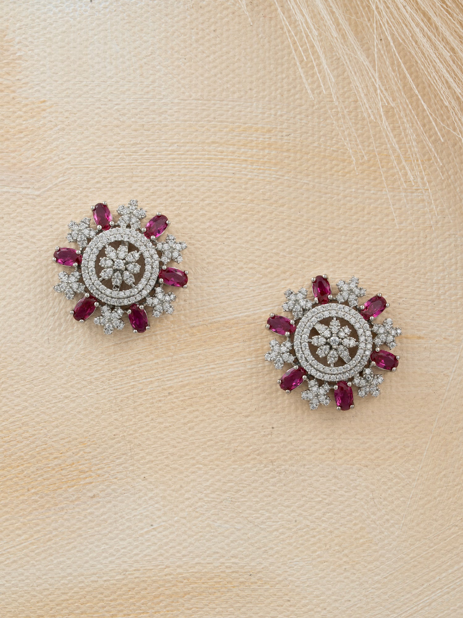 Pink Stone Petal Studs