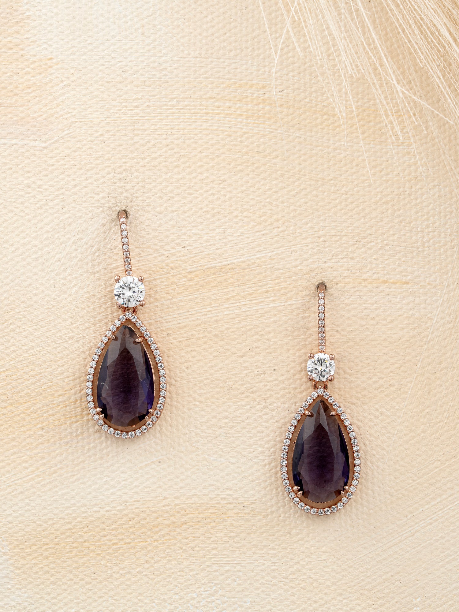 Purple Stone Teardrop Danglers