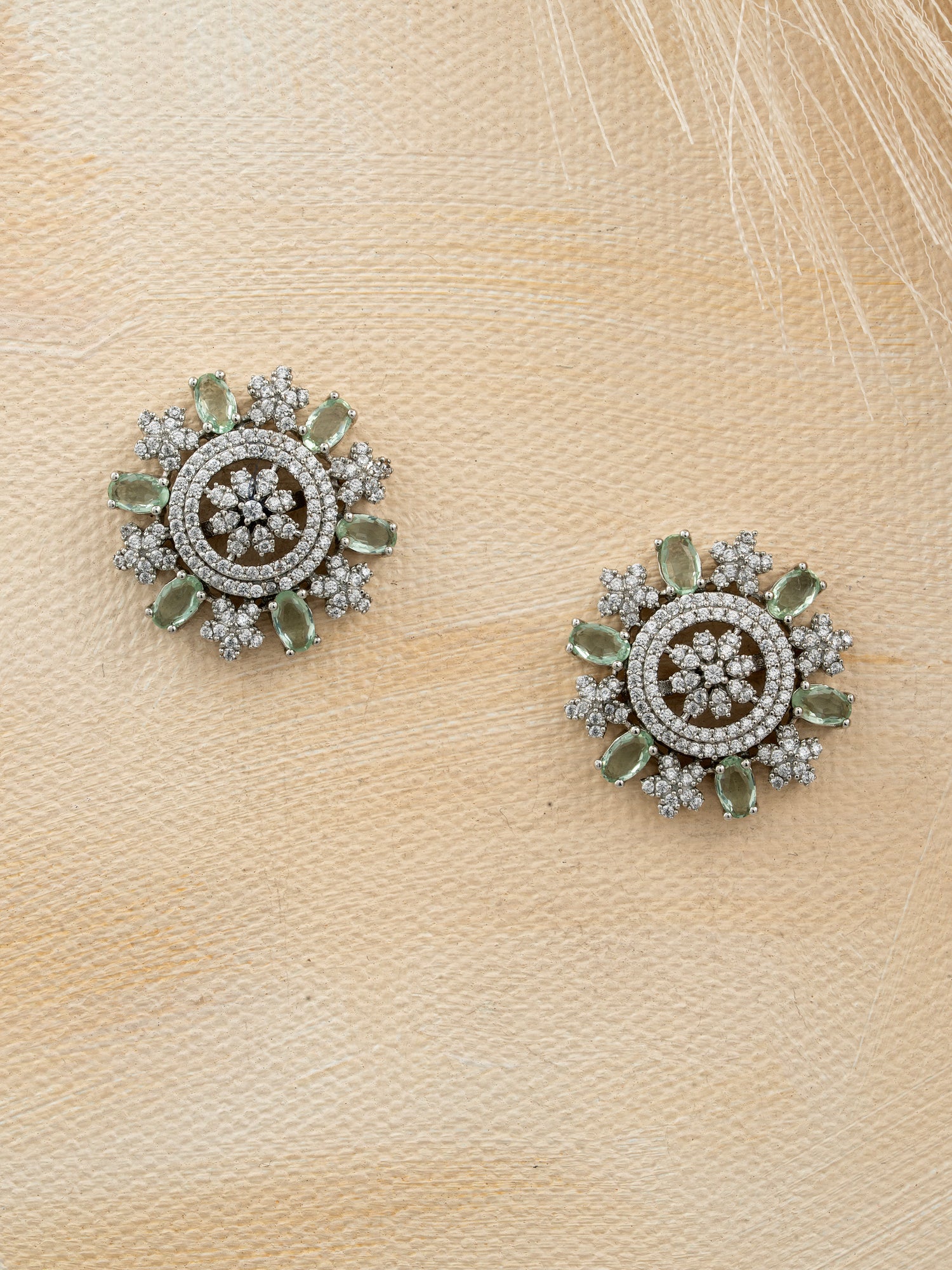 Mint Green Floral Studs