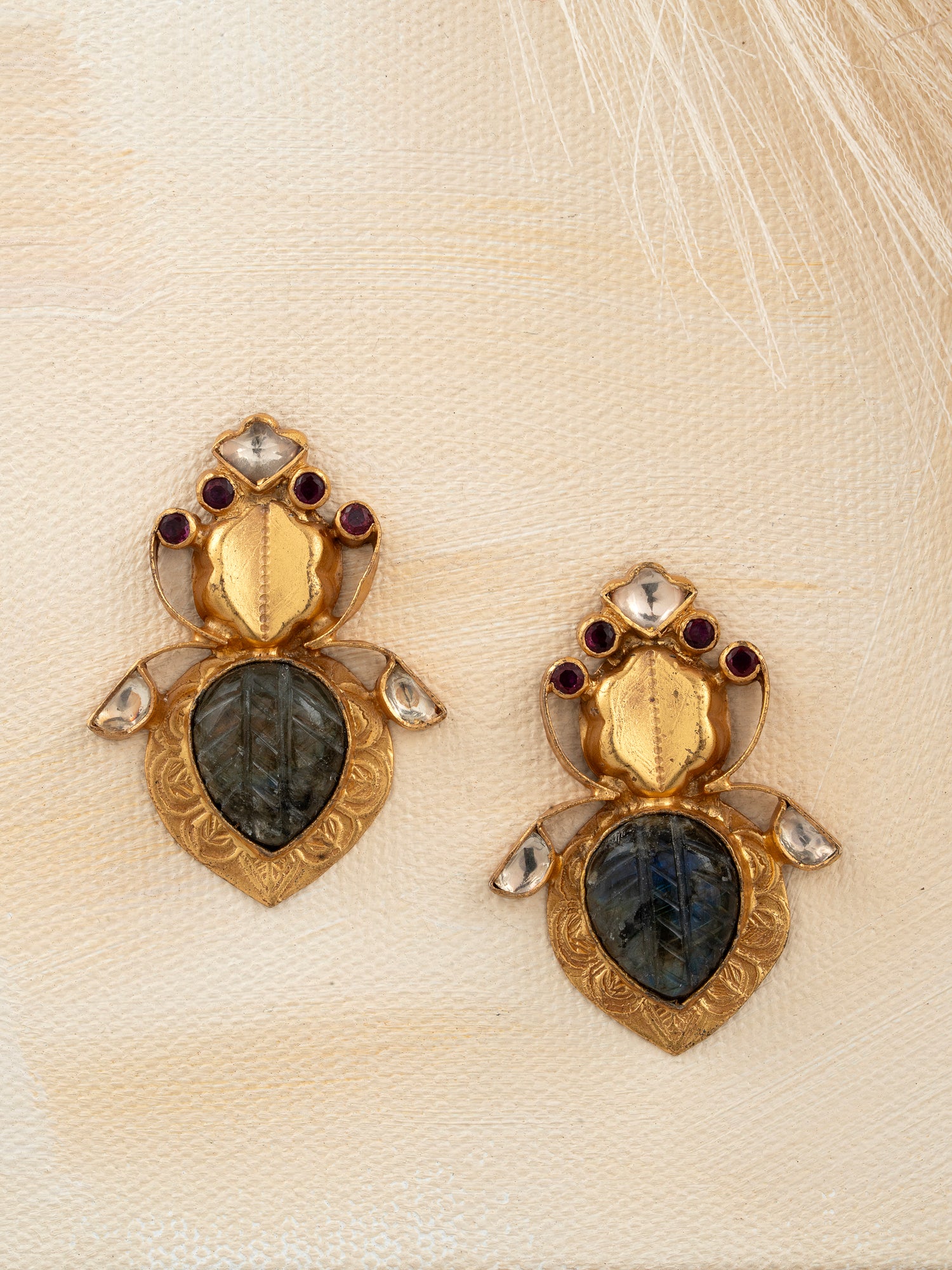 Nizami Leaf Kundan Studs