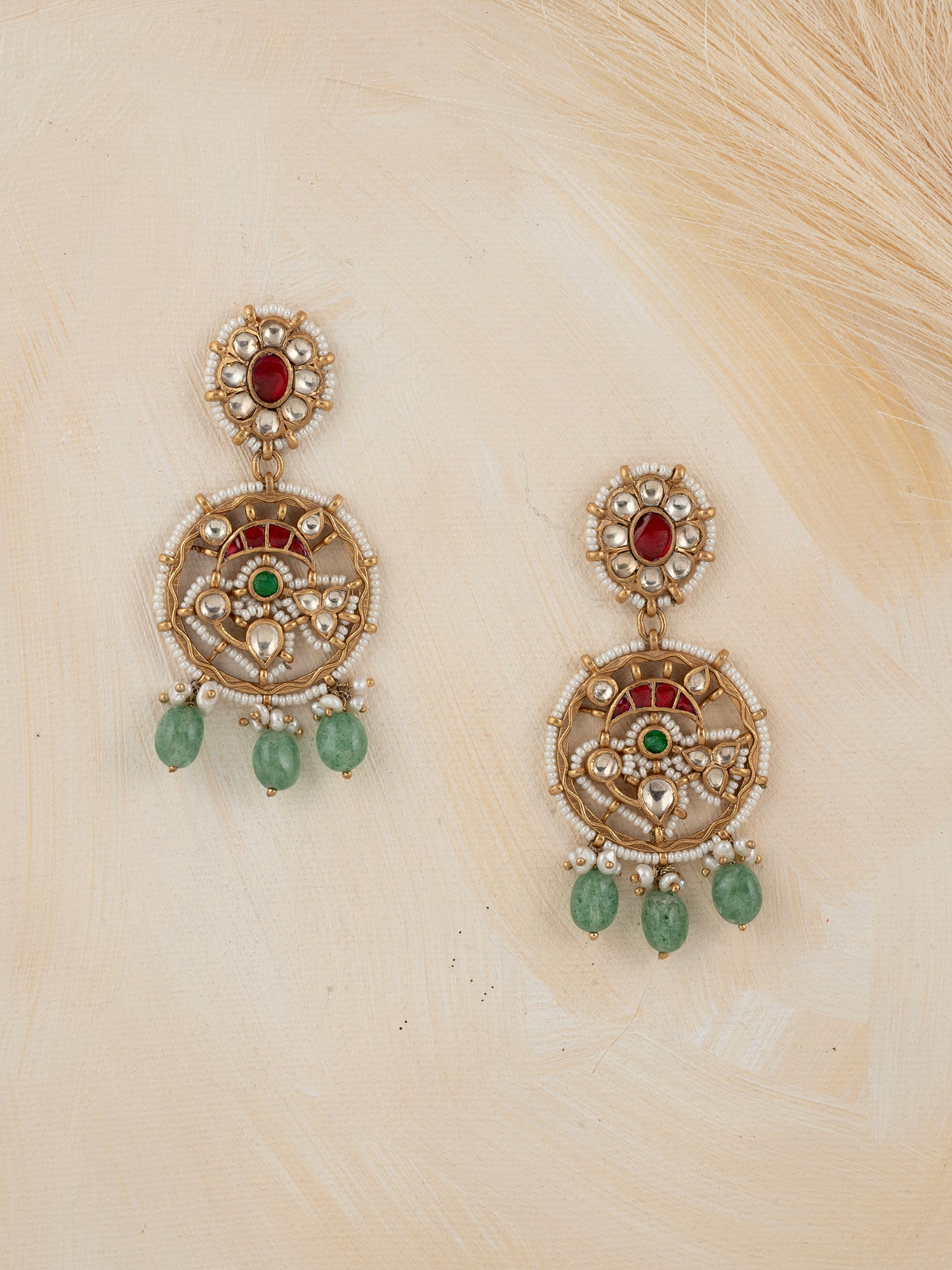 Multicolor Gold Plated Kundan Danglers
