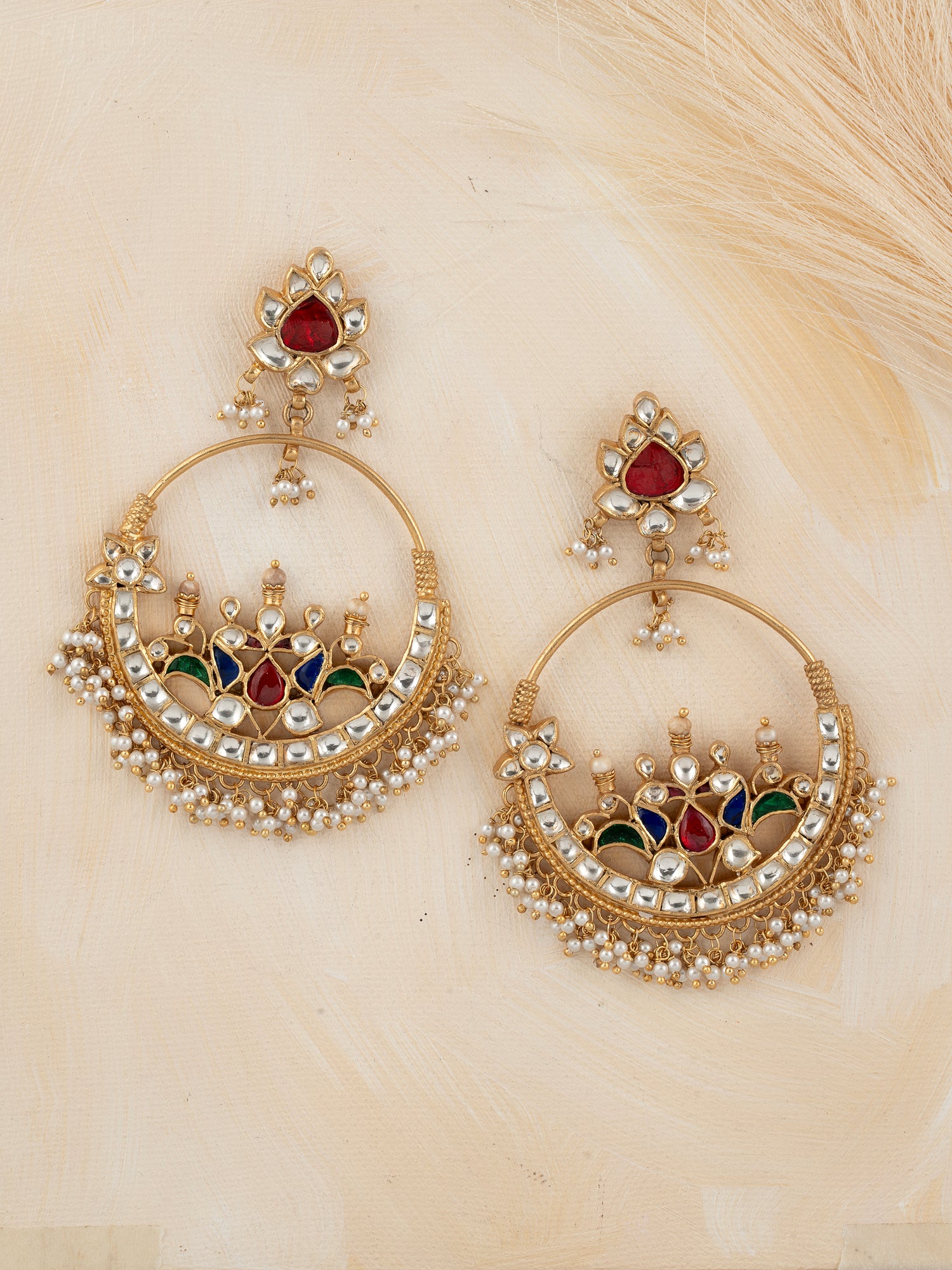 Multicolour Kundan Chandbali