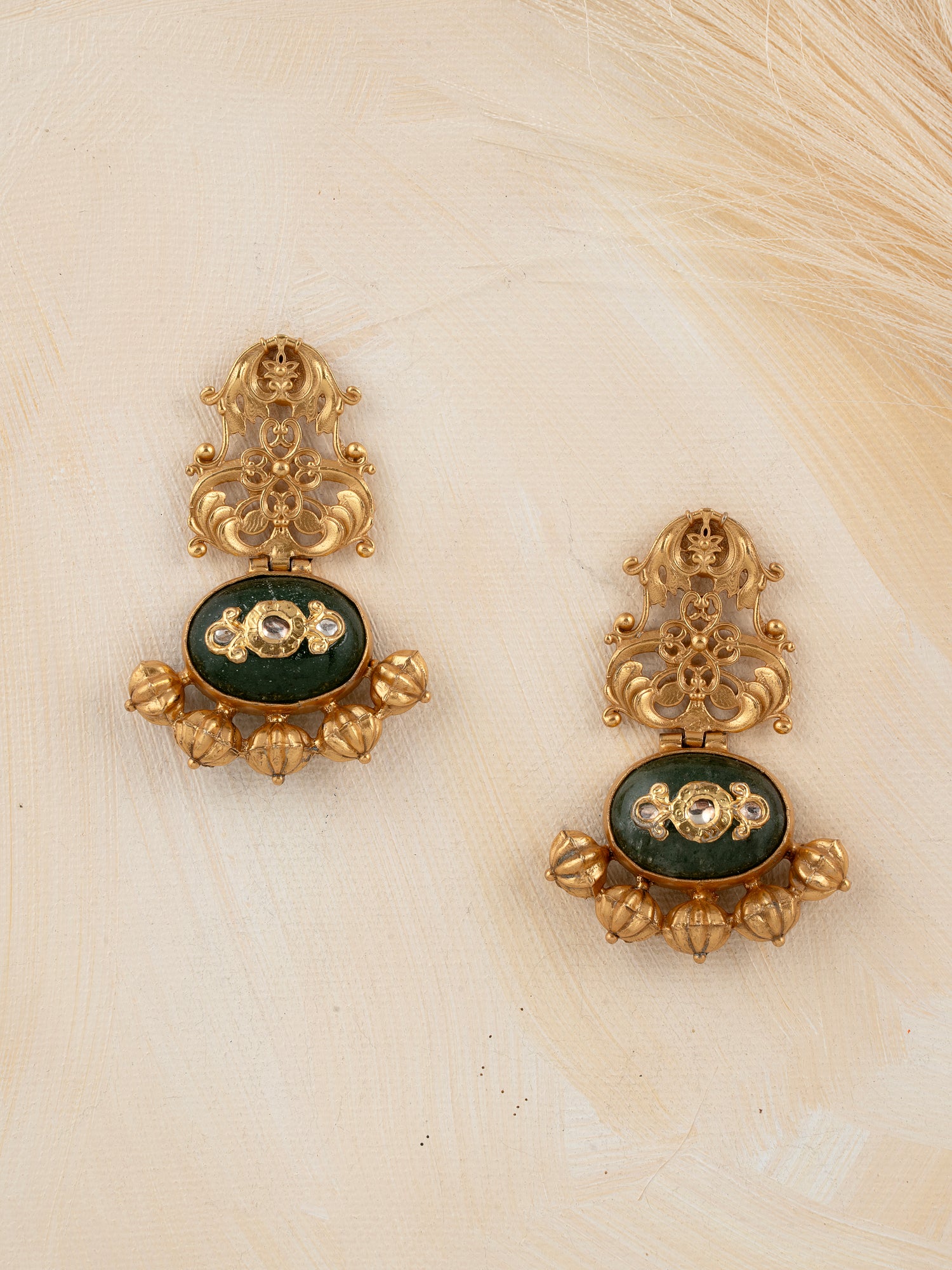 Classic Gold Tone Jadau Earrings