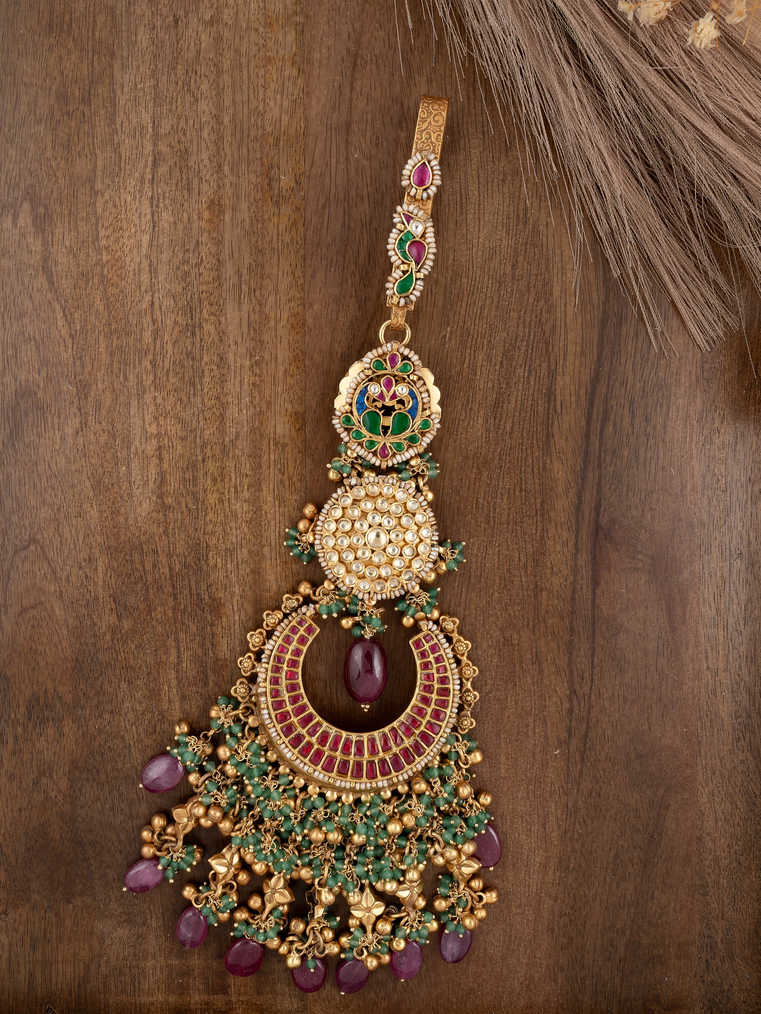 Multicolor Gold Plated Jadau Kundan Juda