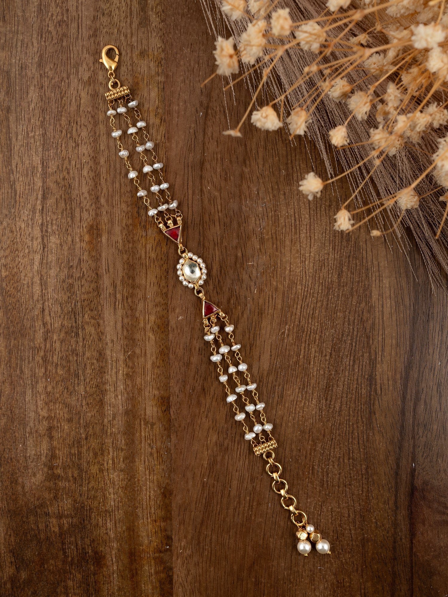 Multicolor Gold Plated Jadau Kundan Bracelet