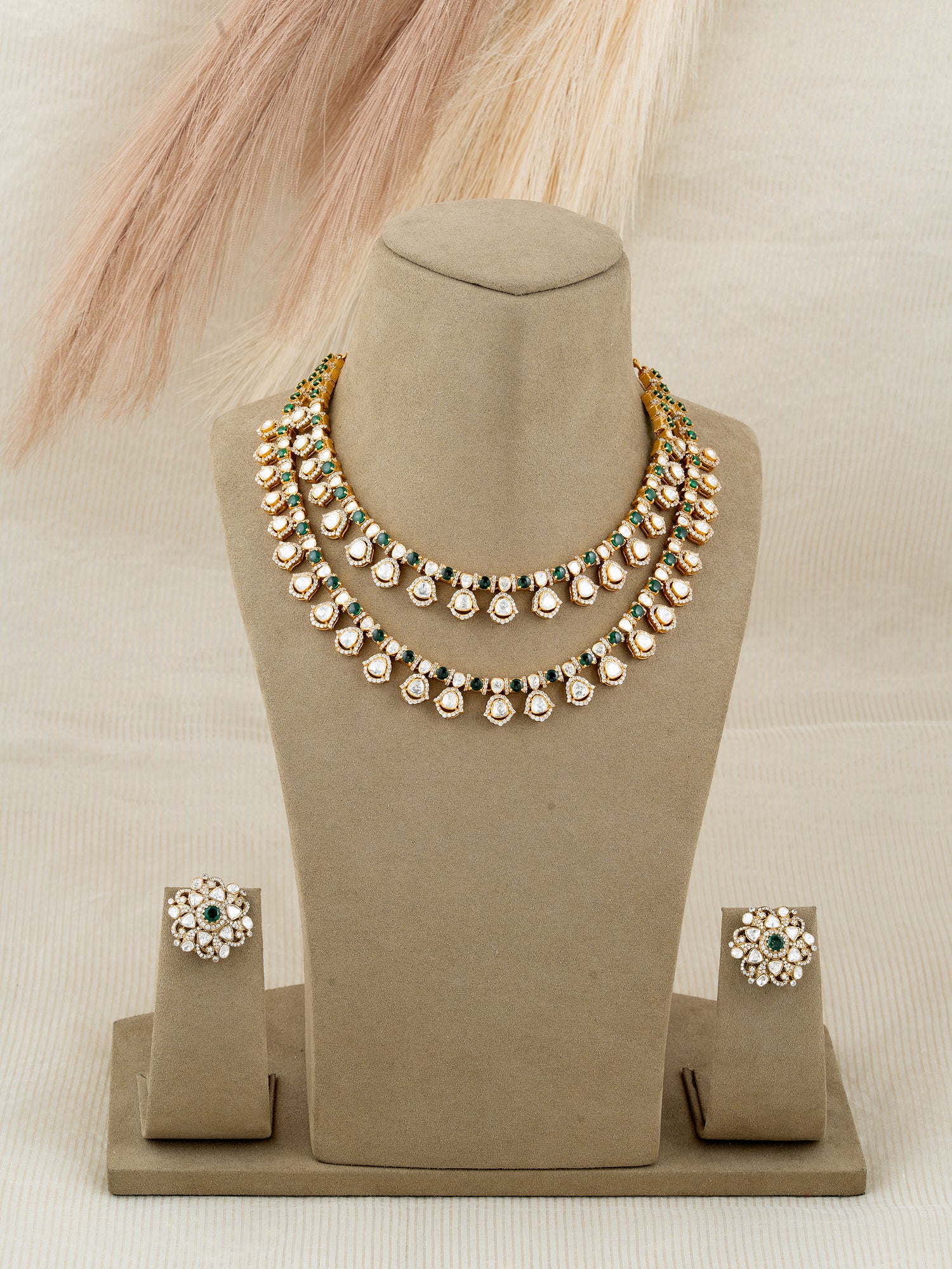 Two Layer Diamond & Polki Necklace Set