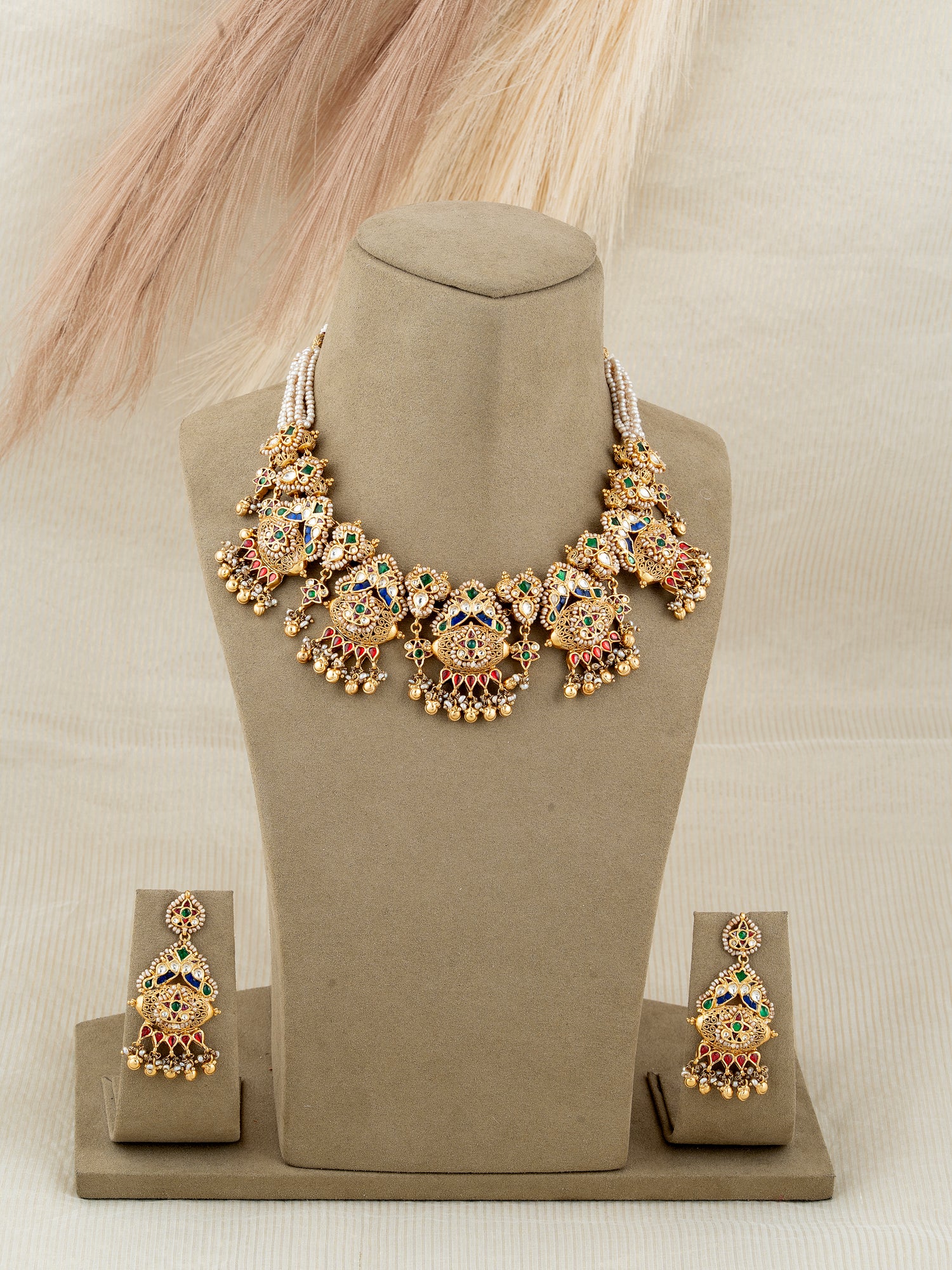 Multicolour Jadau Kundan Necklace Set