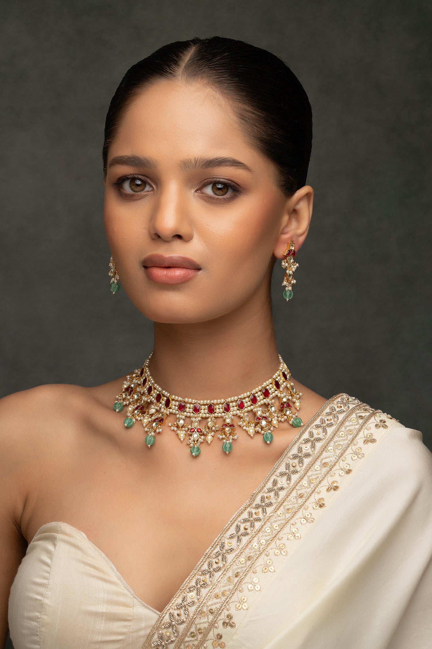 Jadau Kundan Necklace & Earrings Set