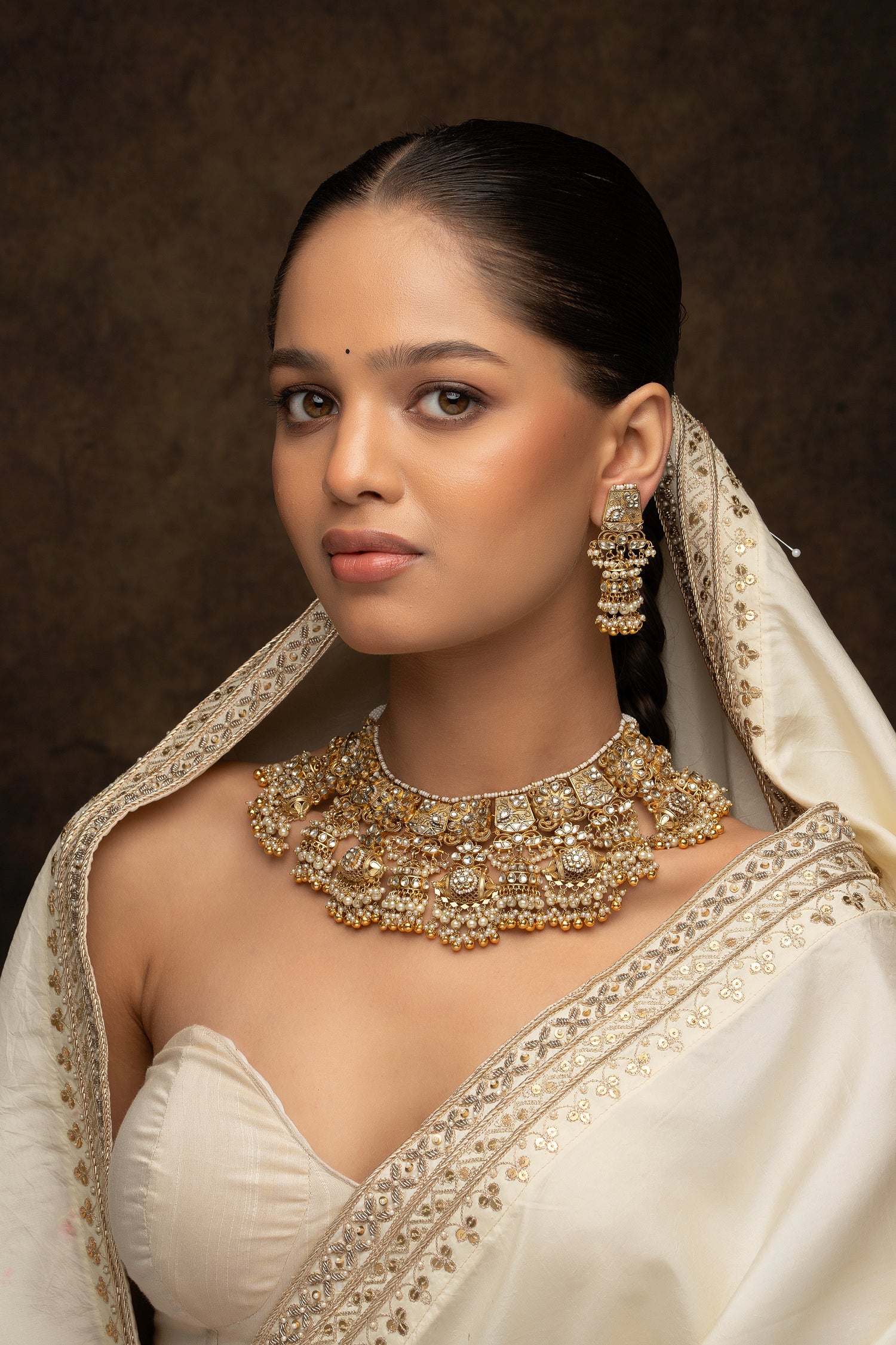 Multicolor Gold Plated Jadau Kundan Necklace Set