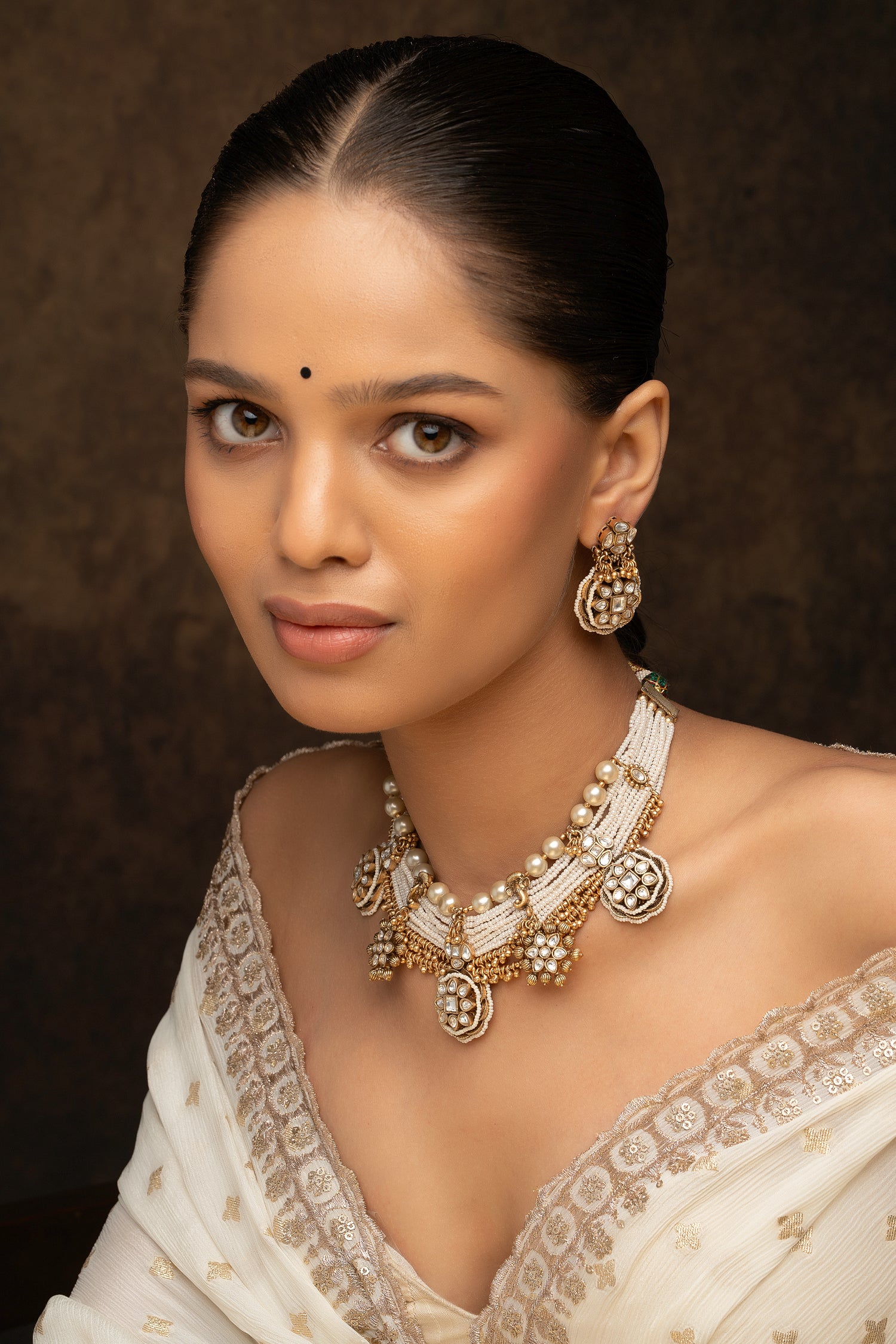 Multicolor Gold Plated Jadau Kundan Necklace Set