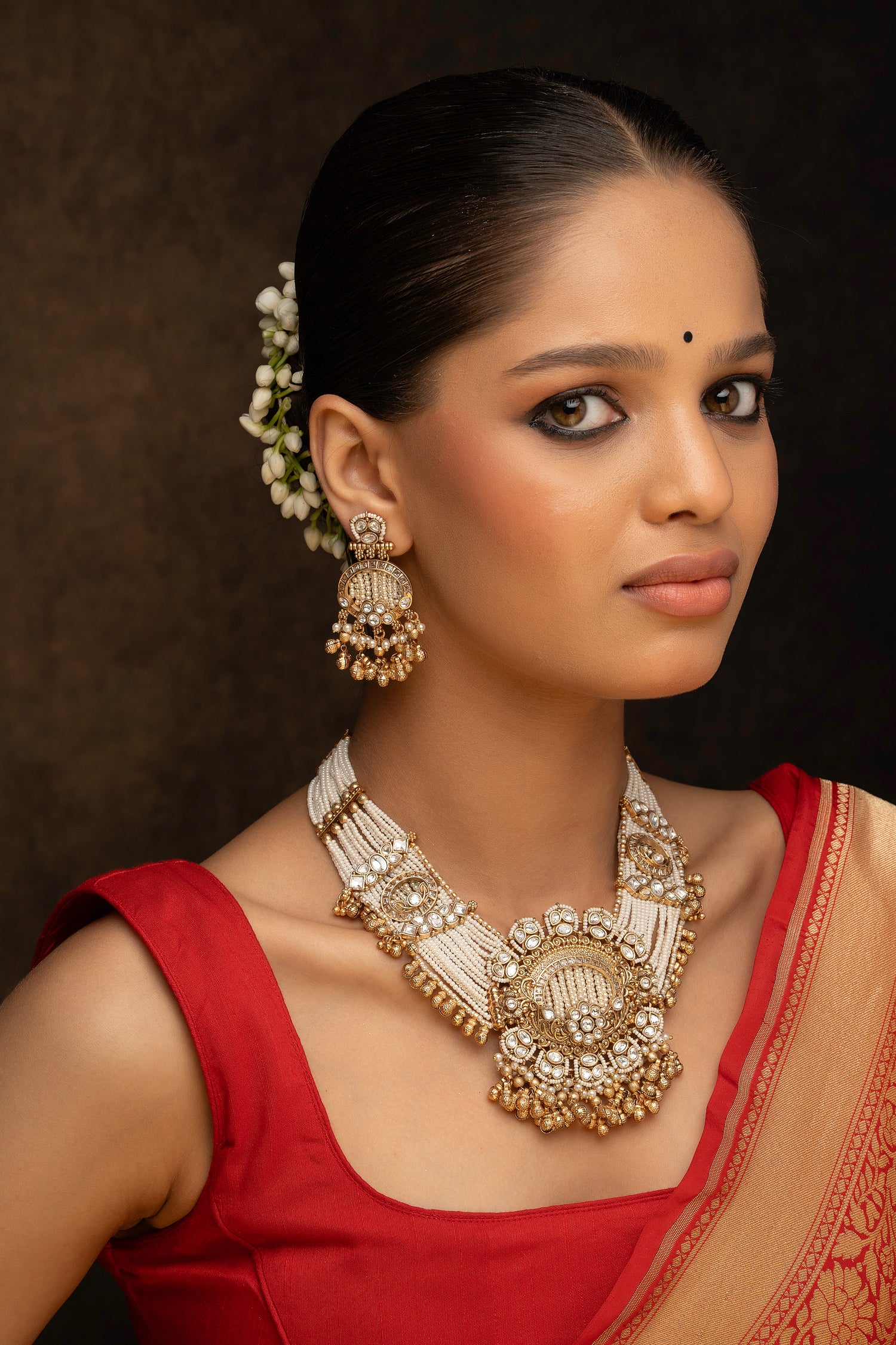Multicolor Gold Plated Jadau Kundan Necklace Set