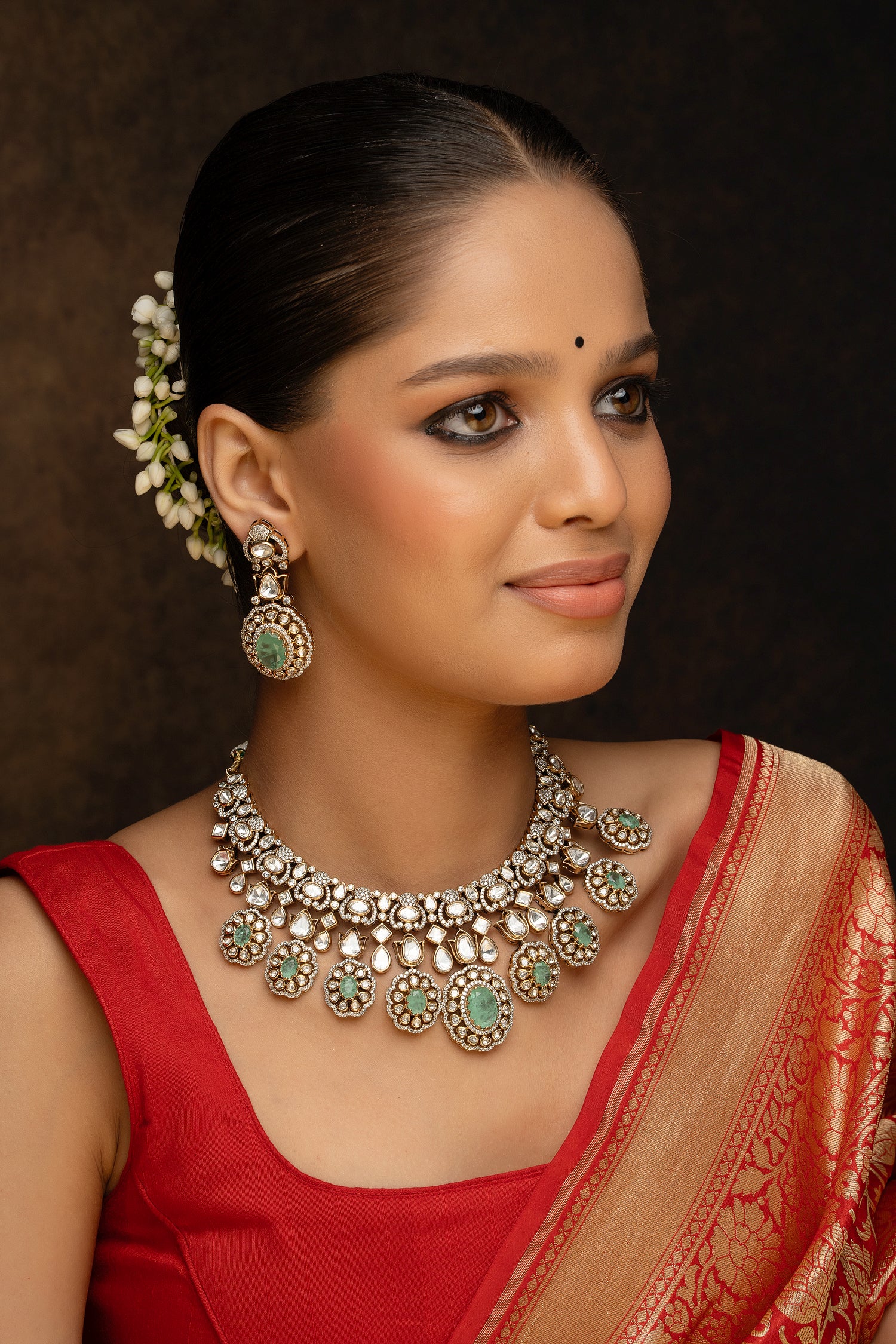 Polki Diamond Necklace Set
